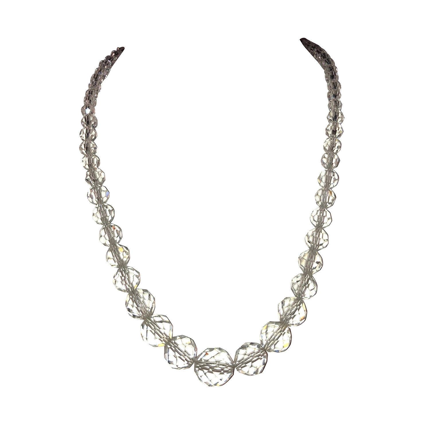 Designer Sterling Graduated Faceted Rock Crystal Quartz Bead Necklace Size ONE SIZE - 1 Thumbnail