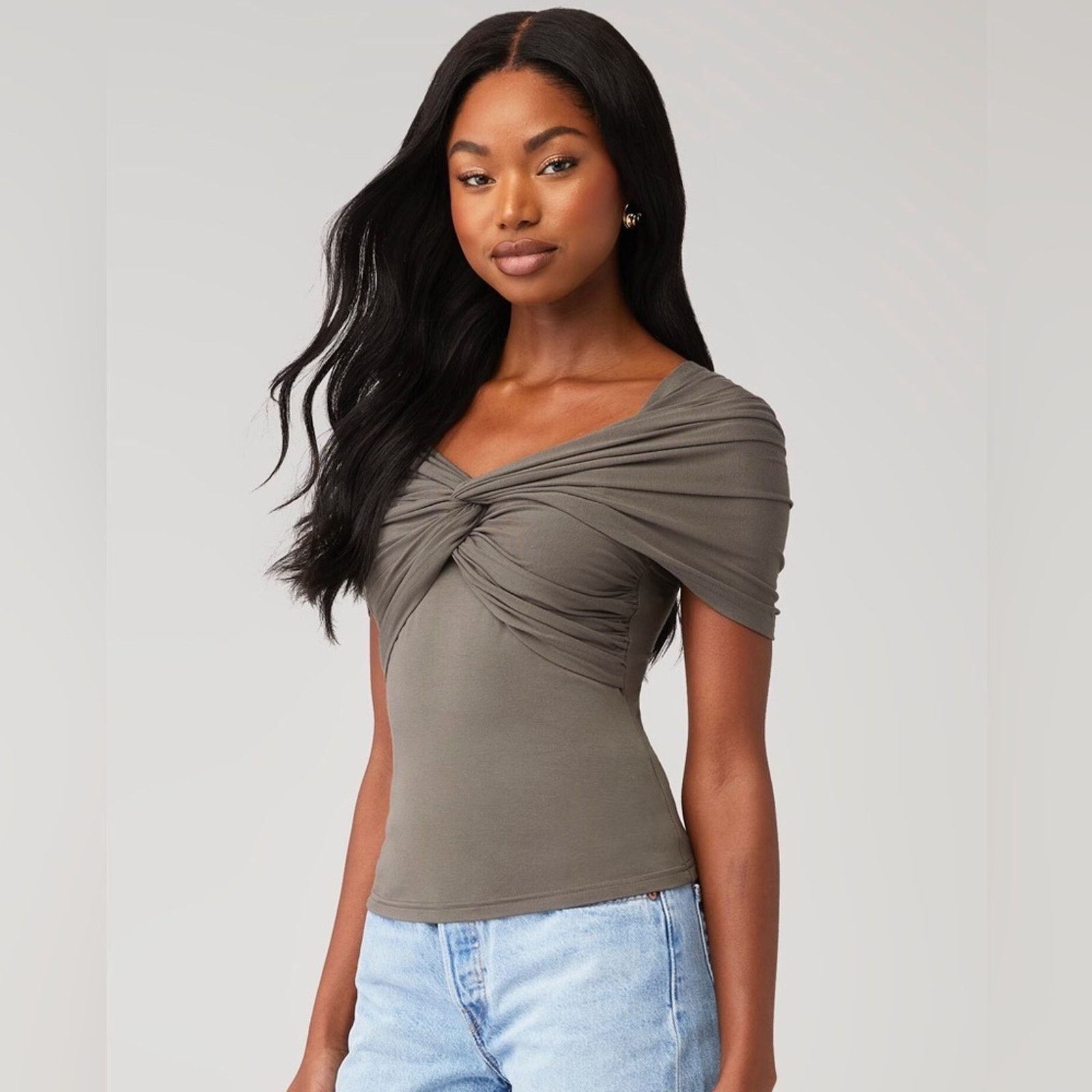 Free People Favorite Daughter “The I’m Evolved” Top- Grey (item #047) Size L / US 10 / IT 46 - 3 Thumbnail