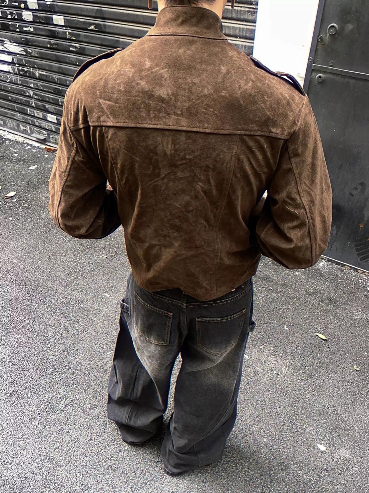 Vintage Brown Vintage Military Style Buckle Jacket, Casual Outerwear Size US L / EU 52-54 / 3 - 5 Thumbnail