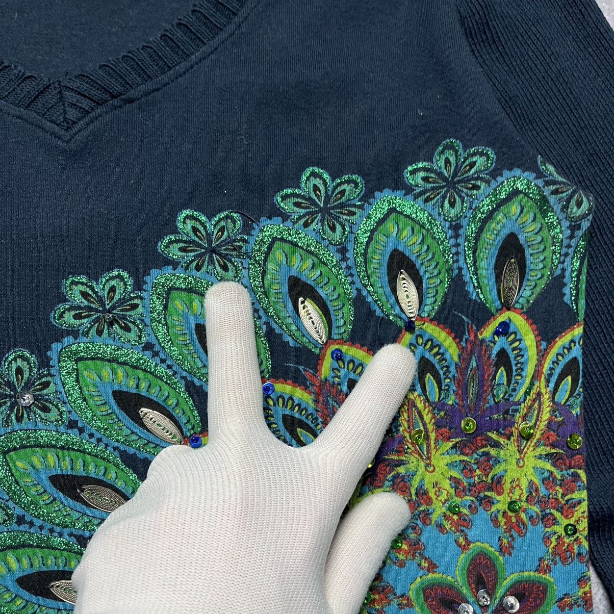 Desigual × Japanese Brand Vintage Desigual Floral Knit Sweater Longsleeve Avant-Garde Size L / US 10 / IT 46 - 4 Thumbnail