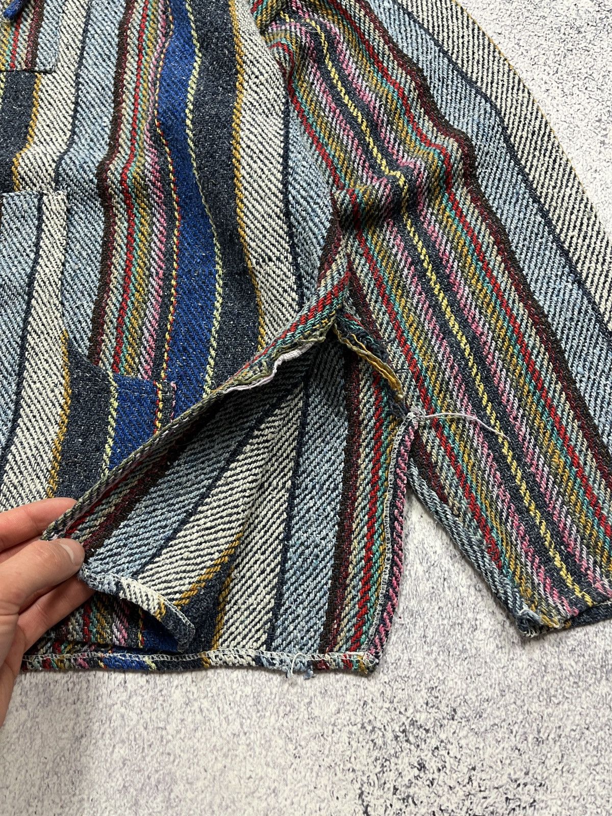 Japanese Brand × Vintage Vintage 90’s Navajo Style Cable Knit Patchwork Hoodie Rare Size US L / EU 52-54 / 3 - 8 Thumbnail