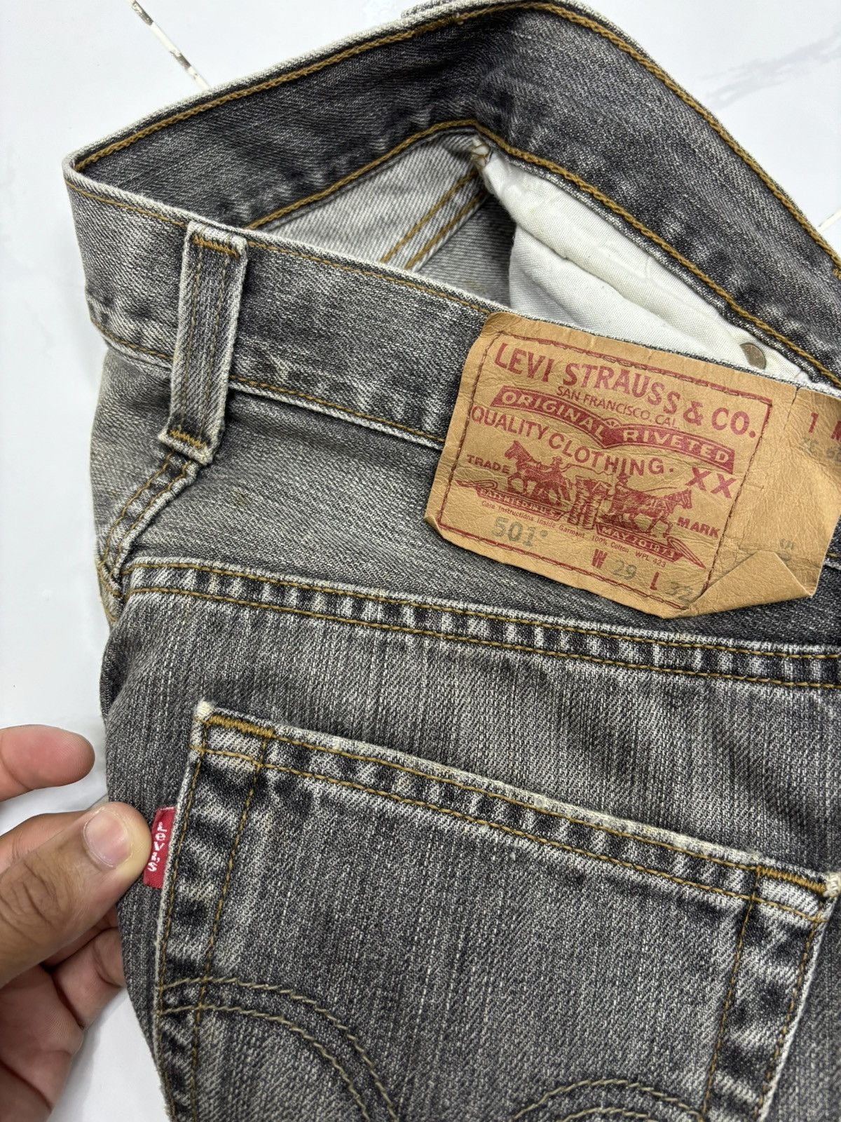 Engineered Garments × Levi's 💥VINTAGE LEVIS 501 FADED BLACK DISTRESSED DENIM JEANS Size US 29 - 11 Thumbnail