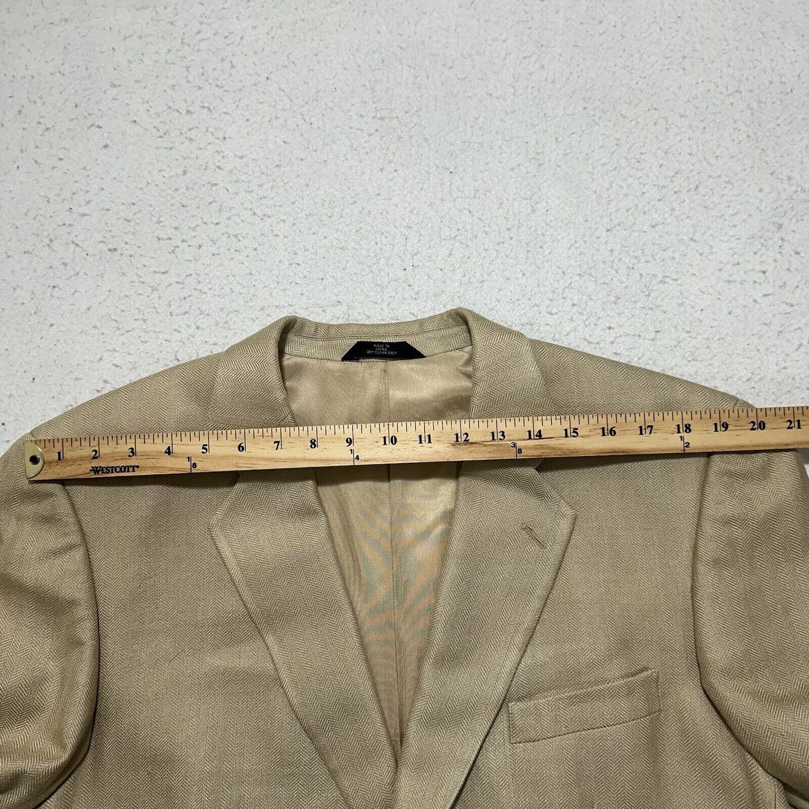 Haggar Haggar Black Label 44L Silk Beige Herringbone Suit Jacket Size 44L - 10 Thumbnail
