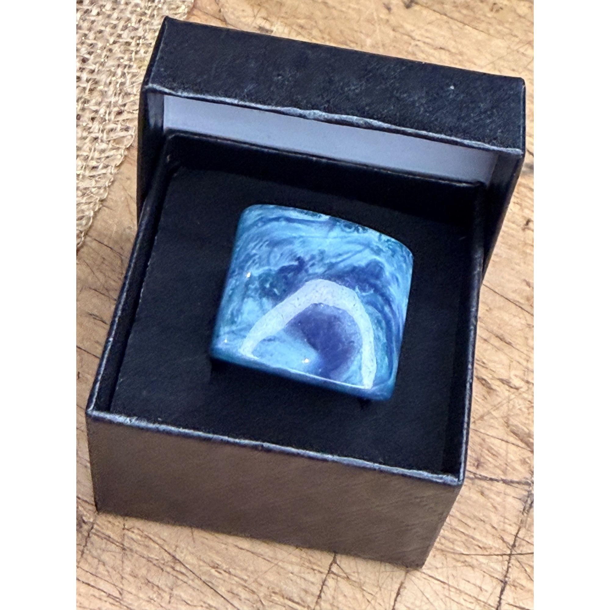 Other Square Blue Resin size 8 Statement Ring In Gift Box Size ONE SIZE - 11 Thumbnail