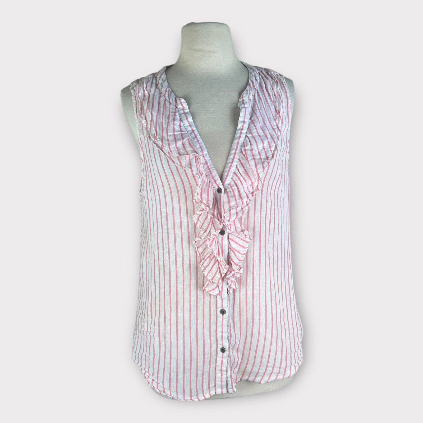 Abercrombie & Fitch Abercrombie and Fitch | Vintage Y2K Linen Blend Striped Top Size M / US 6-8 / IT 42-44 - 1 Thumbnail