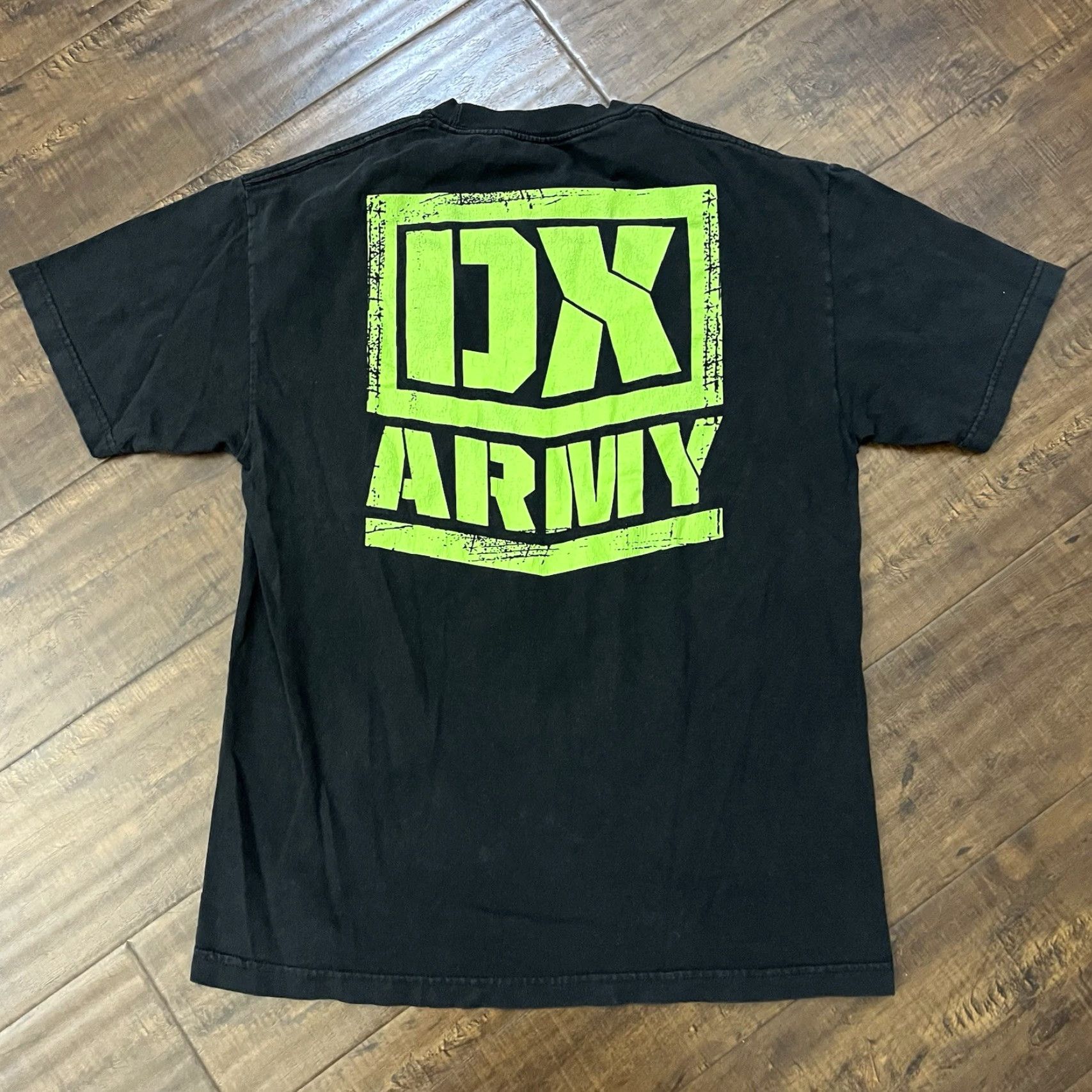Vintage VINTAGE WWE DX Army Degeneration X Wrestling Tee T Shirt L BLACK Men Short Sleeve 1990s WWf NWO Triple H 90s Size US L / EU 52-54 / 3 - 4 Thumbnail