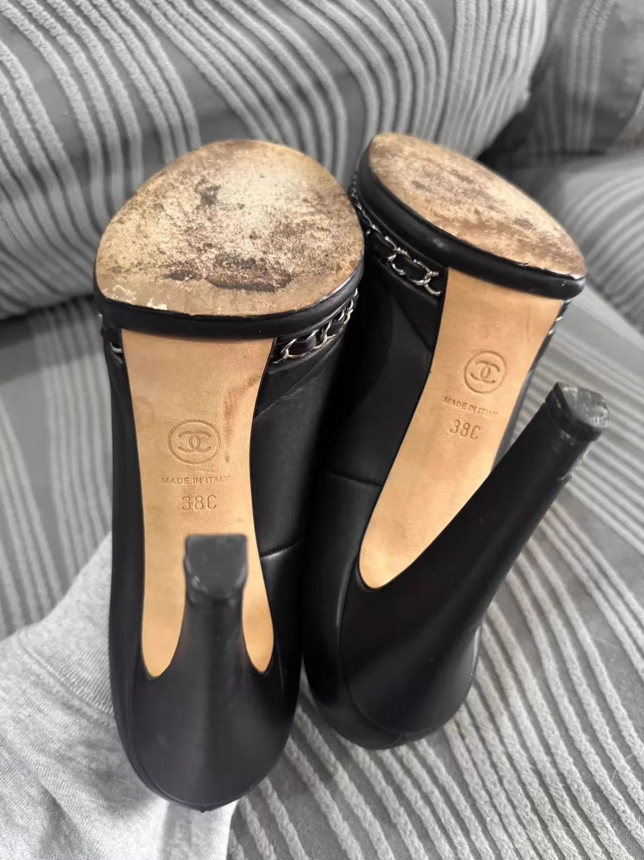 Chanel Chanel Leather Heels 38 Thick Platform Durable Resoleable Size US 7.5 / IT 37.5 - 4 Thumbnail