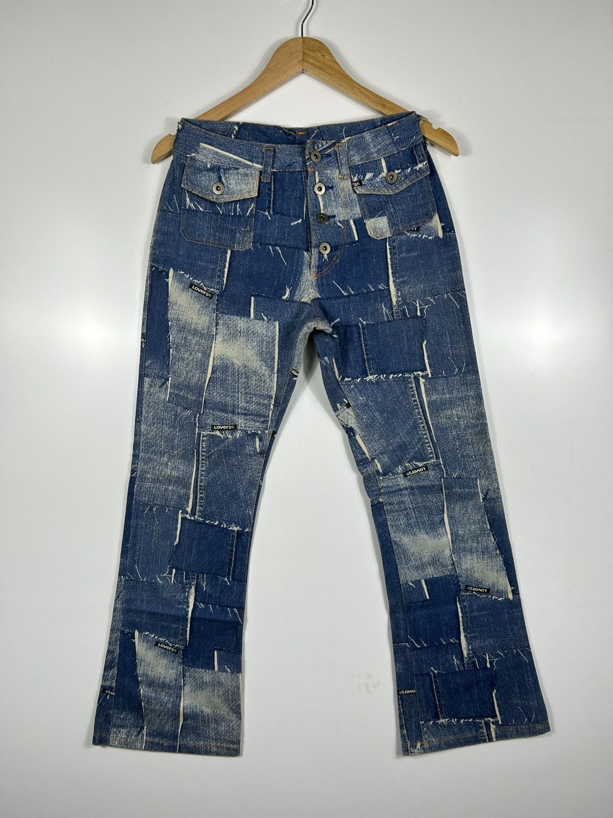 Super Lovers 🔥Vintage Y2K Super Lover Pacthwork Flared Denim Size 28" / US 6 / IT 42 - 1 Thumbnail