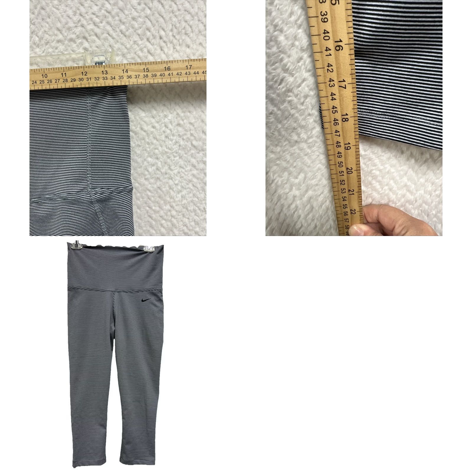 Nike Nike Dri-FIT Leggings Women's Small Black White Stripe Cropped Activewear Yoga Training Size 28" / US 6 / IT 42 - 8 Thumbnail