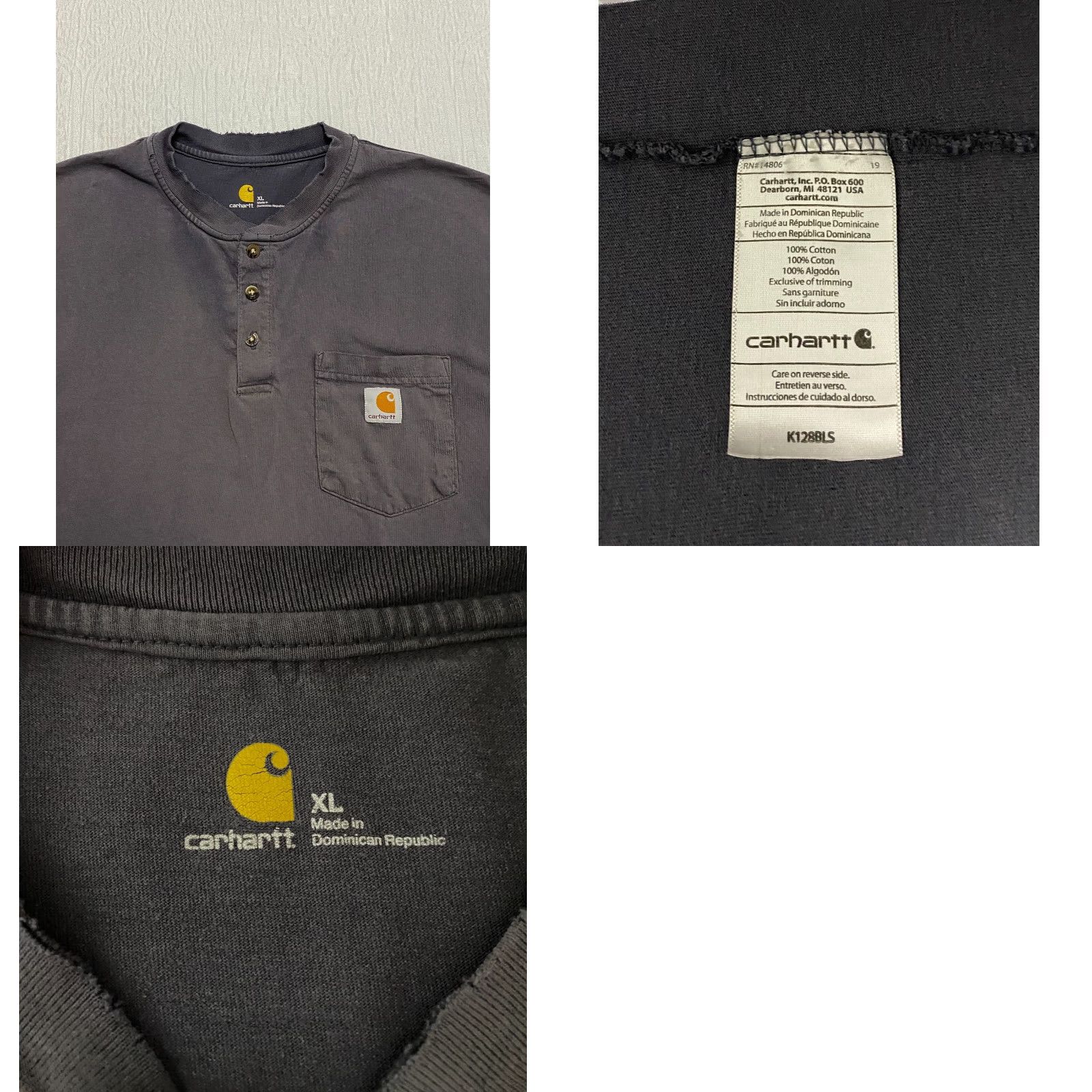 Carhartt VINTAGE Carhartt Long Sleeve Shirt Men's XL Gray Front Pocket 1/4 Button Size US XL / EU 56 / 4 - 8 Thumbnail