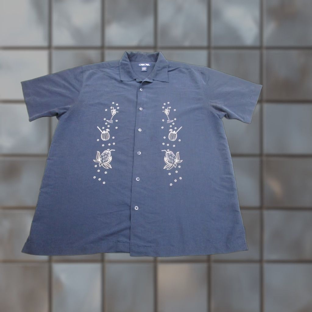 Cherokee Cherokee Shirt Mens L Blue Button-Up Hawaiian Embroidered Casino Cocktail Bowling Rockabilly Short Sleeve Collar-Point Casual Size US L / EU 52-54 / 3 - 1 Thumbnail