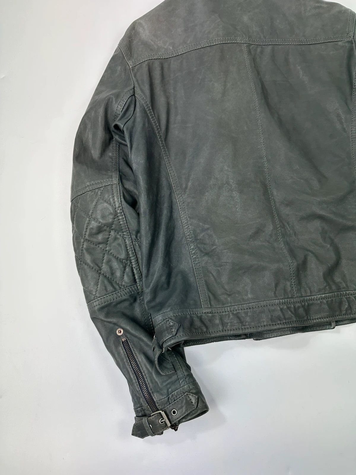 John Galliano John Galliano Khaki Green Side Zip Perfecto Leather Jacket Size M / US 6-8 / IT 42-44 - 8 Thumbnail