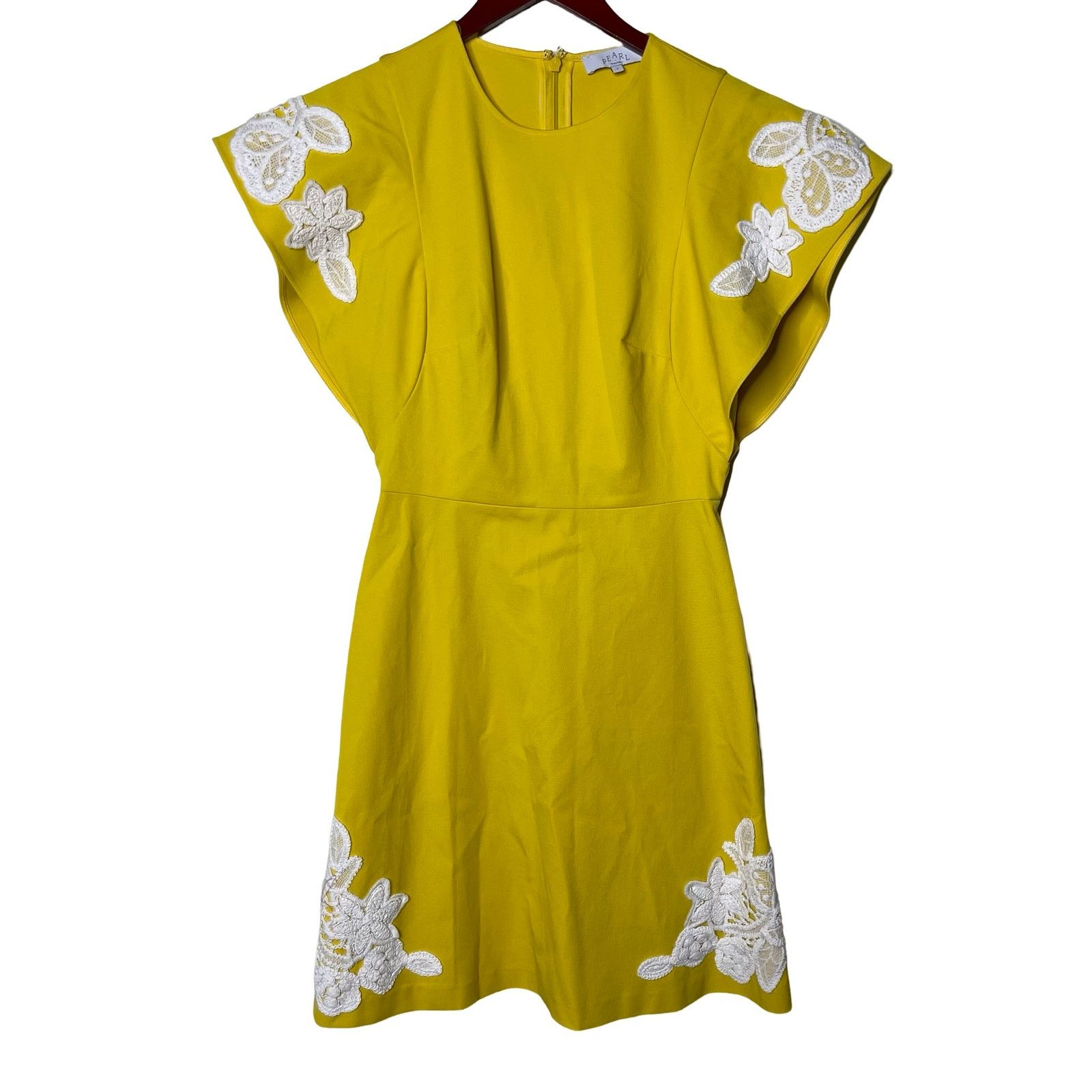 Lela Rose Pearl by Lela Rose Stretch Cotton Lace crochet Detail Dress Size XS / US 0-2 / IT 36-38 - 2 Thumbnail