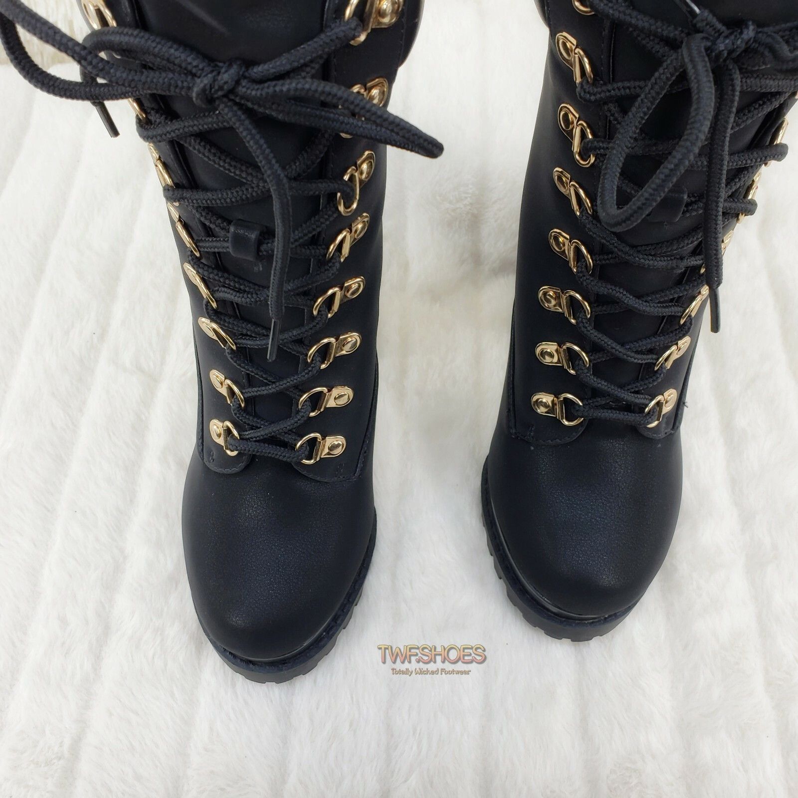 Other CR Nellie Lace Up Ankle Boots 4.5" Wood Grain Chunky Flared Size US 9 / IT 39 - 6 Thumbnail