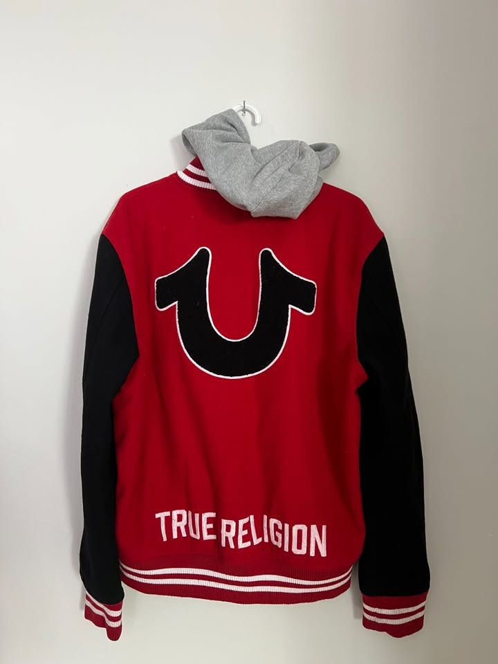 True Religion True Religion Red Varsity Wool Jacket Detachable hood Size US XL / EU 56 / 4 - 2 Thumbnail