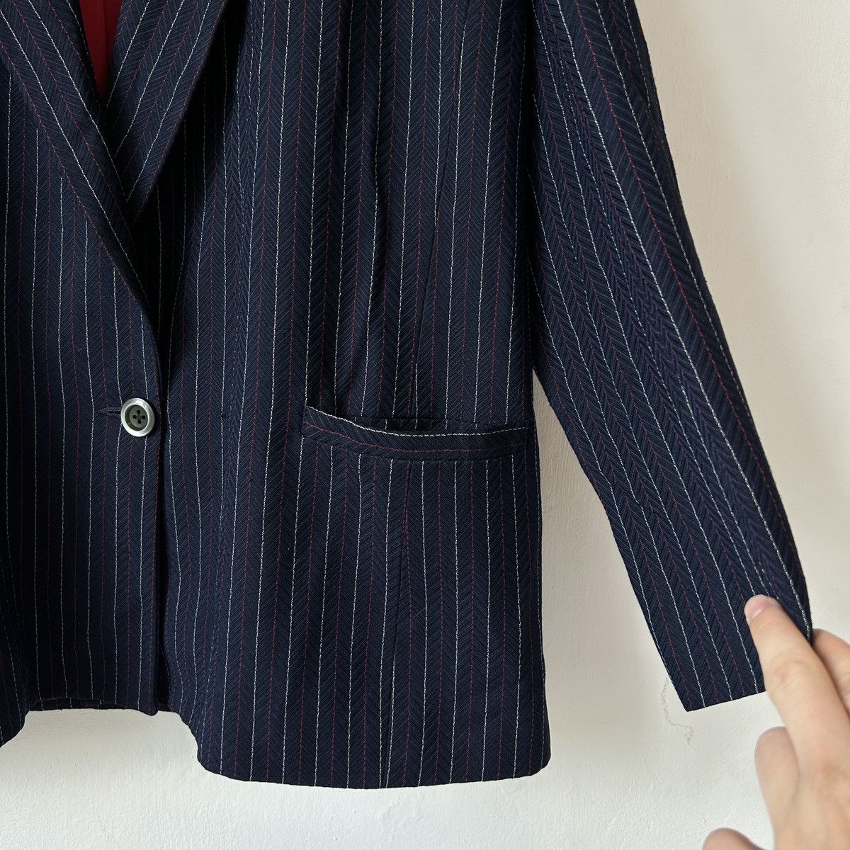 Dior 70s Silk Christian Dior blazer navy striped Size XL / US 12-14 / IT 48-50 - 9 Thumbnail