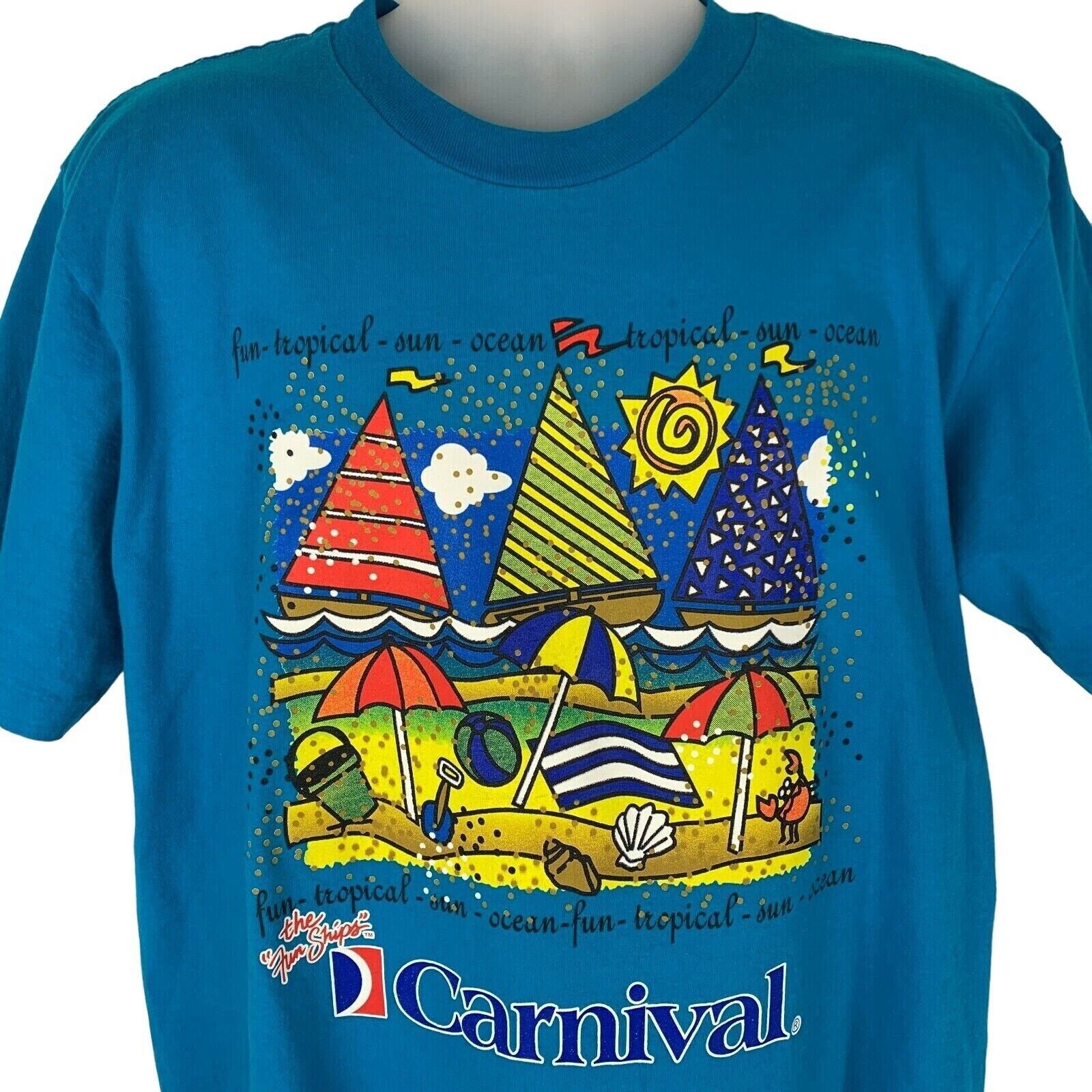Vintage Vintage 90s Carnival Cruise Line T Shirt Sailing Ship Blue L Size US L / EU 52-54 / 3 - 1 Thumbnail