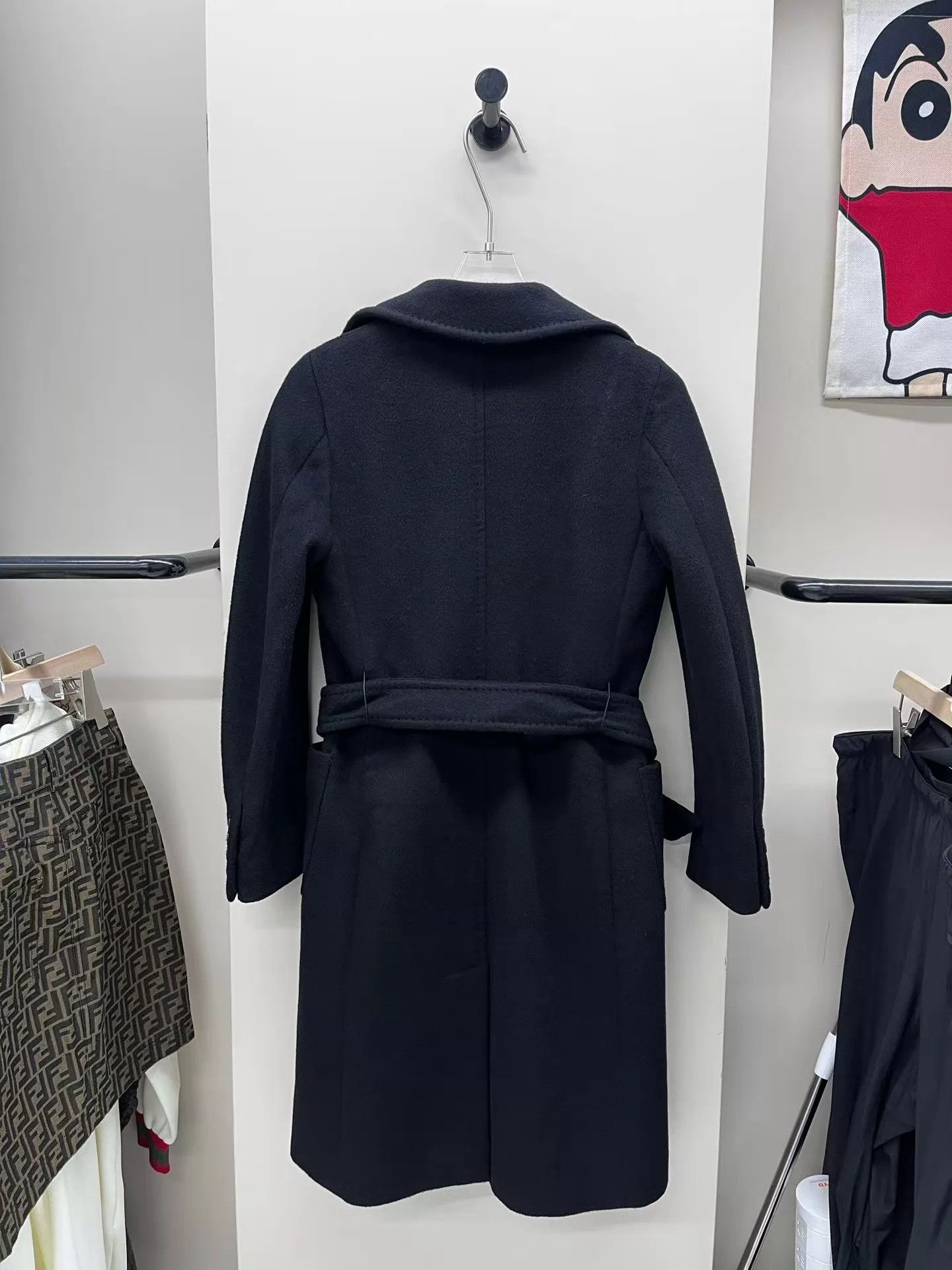 Max Mara Maxmara Manuela Mid-Length Camel Hair Black Coat Size 32 Size XXS / US 00 / IT 34 - 2 Thumbnail