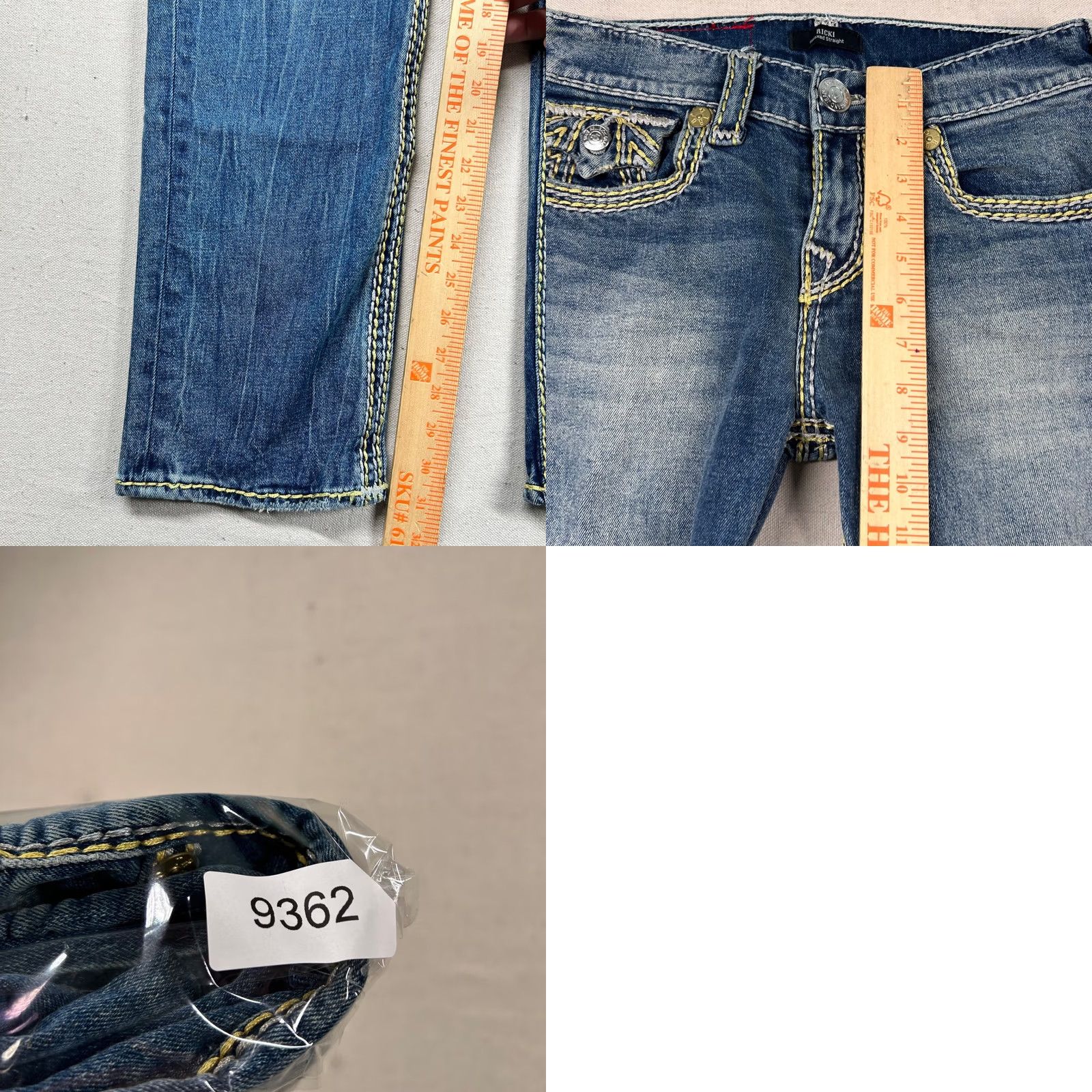 True Religion VINTAGE True Religion Jeans Womens 24 Ricki Relaxed Straight Contrast Stitch Western Jeans Size 42" / US 20 - 8 Thumbnail