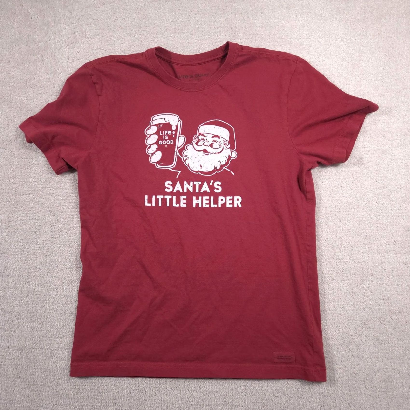 Life is Good Life is Good Shirt Mens Medium Red Santas Little Helper Beer Christmas Tee Shirt Size US M / EU 48-50 / 2 - 2 Thumbnail