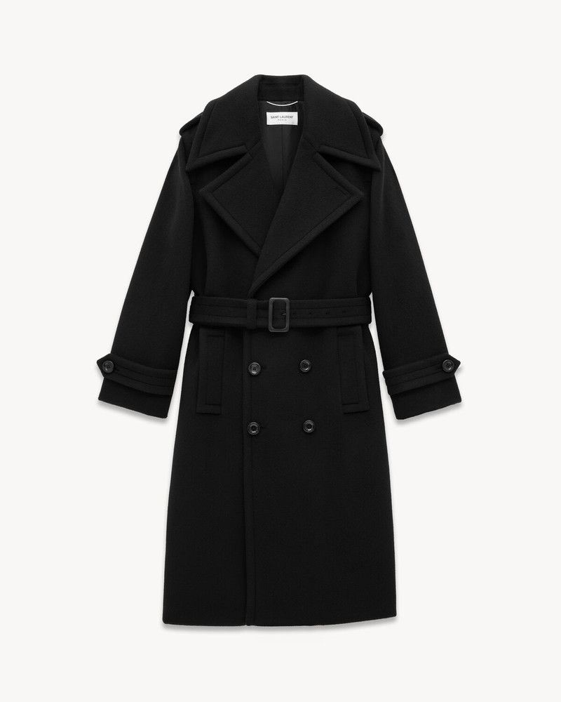 Saint Laurent Paris oc11z0126 790847 Trench Coat in Wool and Cashmere Felt Size US S / EU 44-46 / 1 - 1 Thumbnail