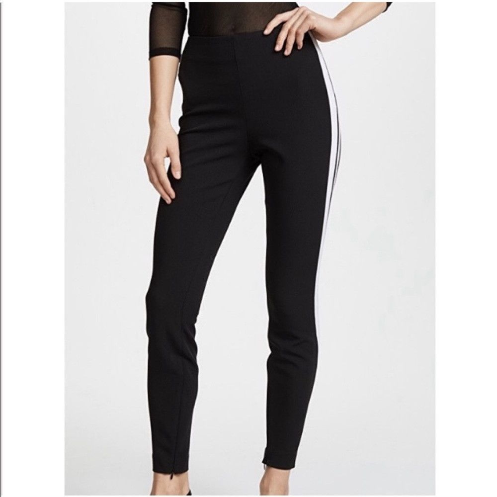 Cinq a Sept Cinq a Sept Black Fringe Hem Tuxedo Stripe Pants $225  display picture 1
