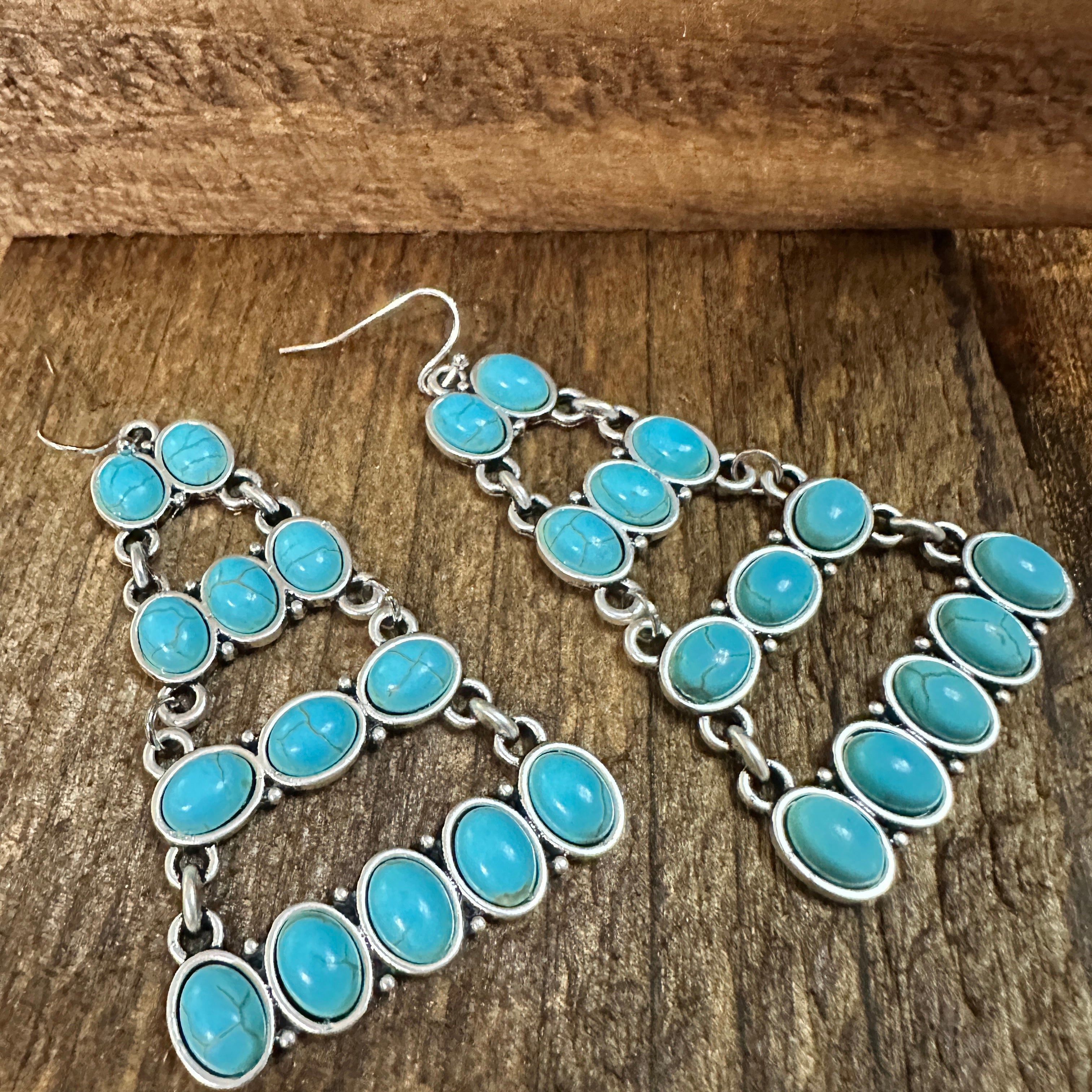 Other Stylish 724578 Turquoise Earrings 2.5 Inches Long Size ONE SIZE - 4 Thumbnail