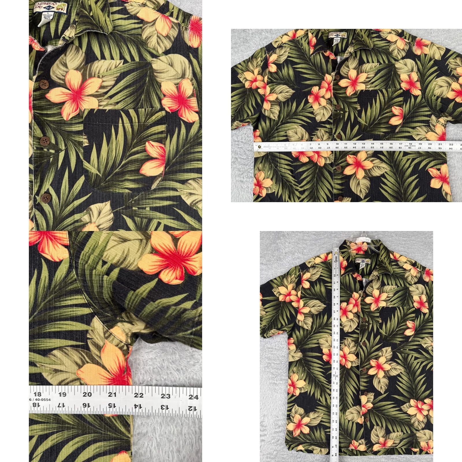 Vintage VINTAGE Caribbean Shirt Mens Large Black Palm Leaf Print Button Up Hawaiian 100% Rayon Size US L / EU 52-54 / 3 - 8 Thumbnail