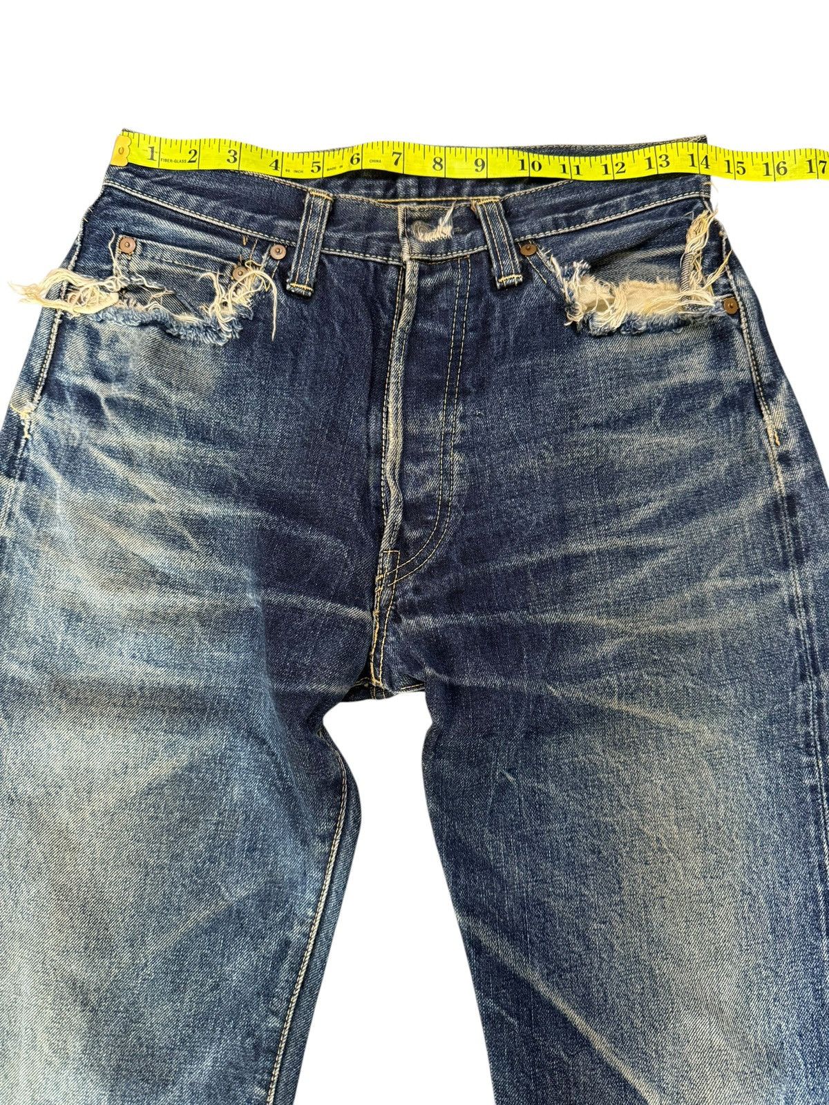 Japanese Brand DENIM PORKY’S JAPAN REDLINE SELVEDGE DISTRESSED JEANS Size US 27 - 8 Thumbnail