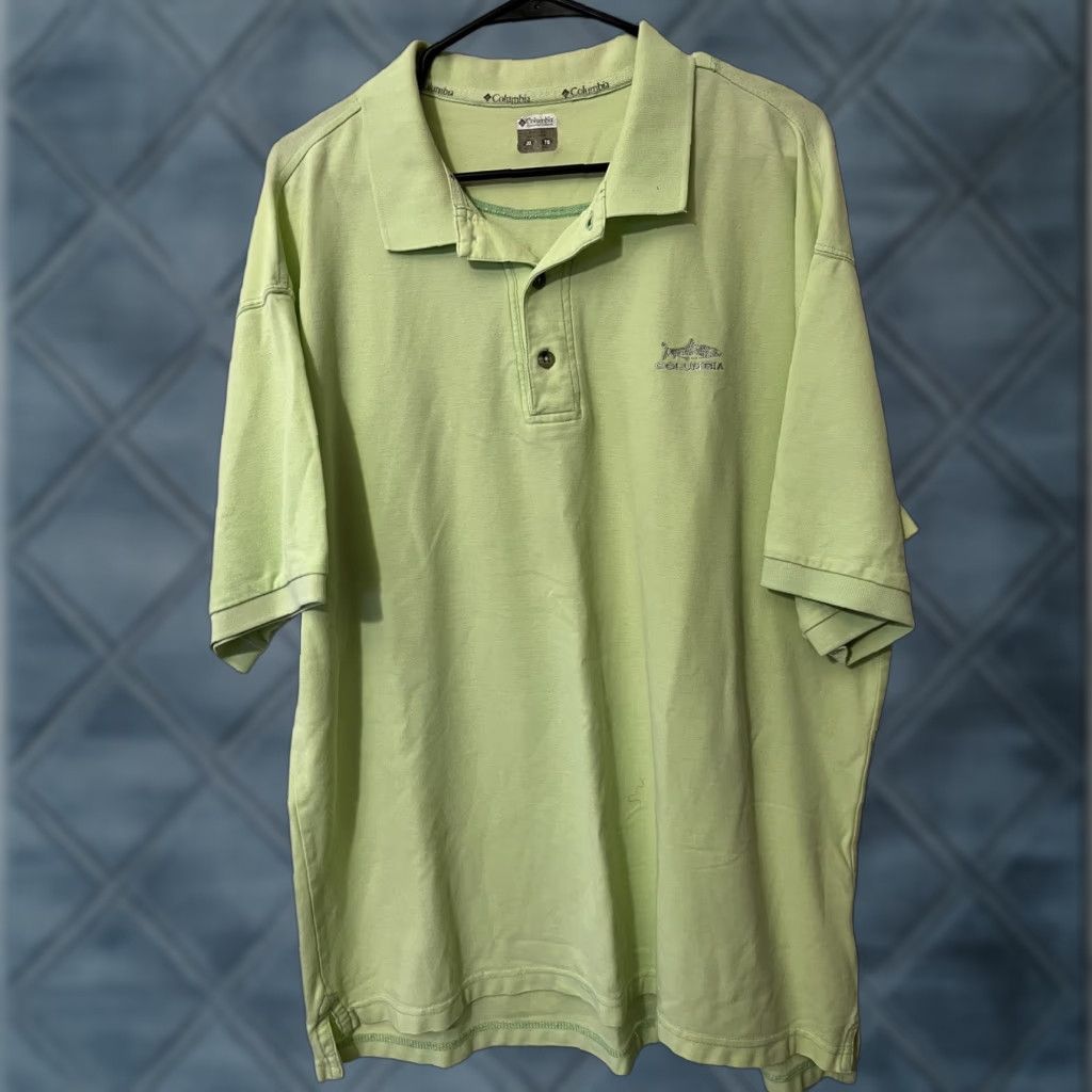 Vintage VINTAGE Columbia Polo Shirt Solid Lime Green Short Sleeve XL Men's Fish Logo Flaws Size US XL / EU 56 / 4 - 1 Thumbnail
