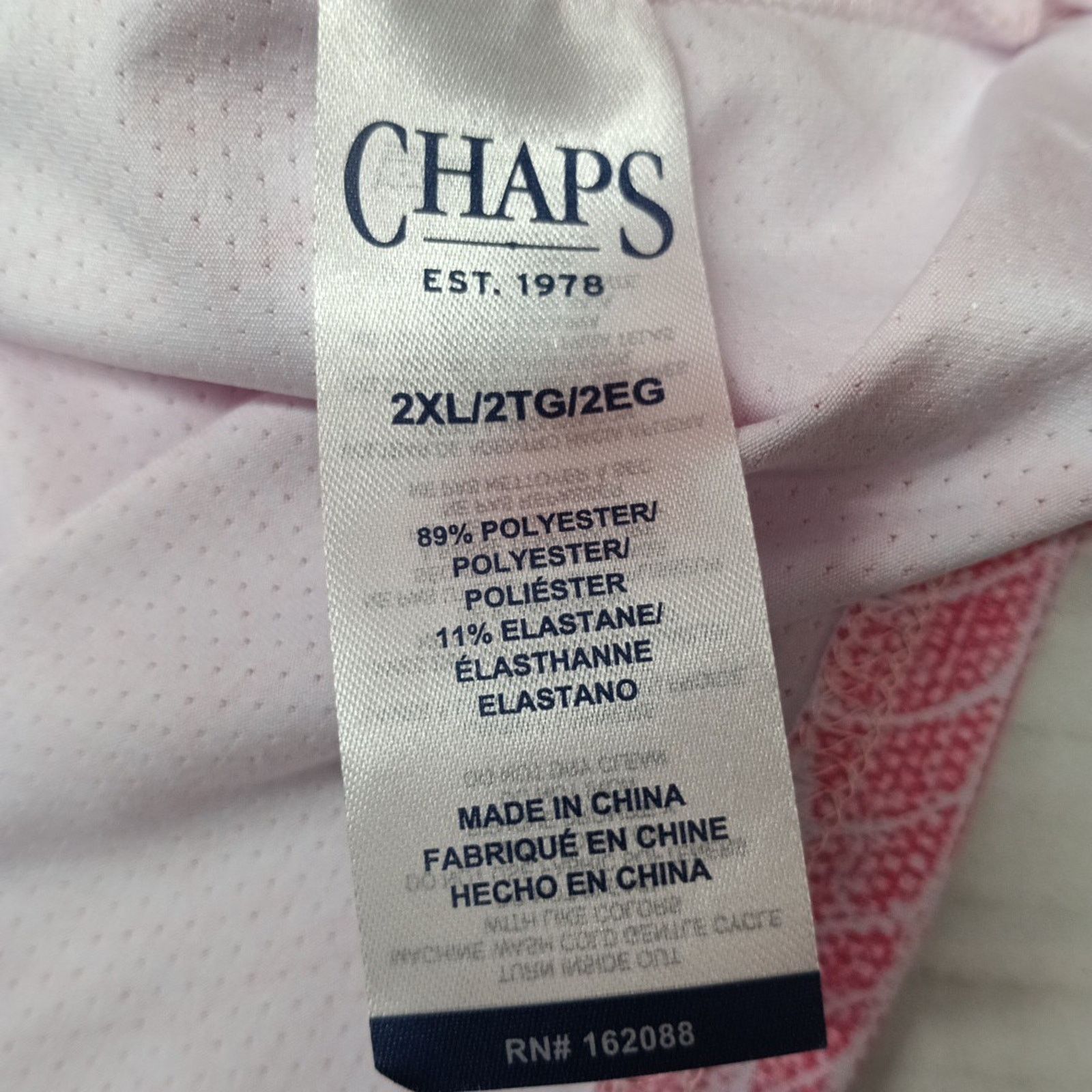 Chaps Chaps Printed Golf Polo Shirt Men's 2XL Pink 4-Way Stretch Size US XXL / EU 58 / 5 - 7 Thumbnail