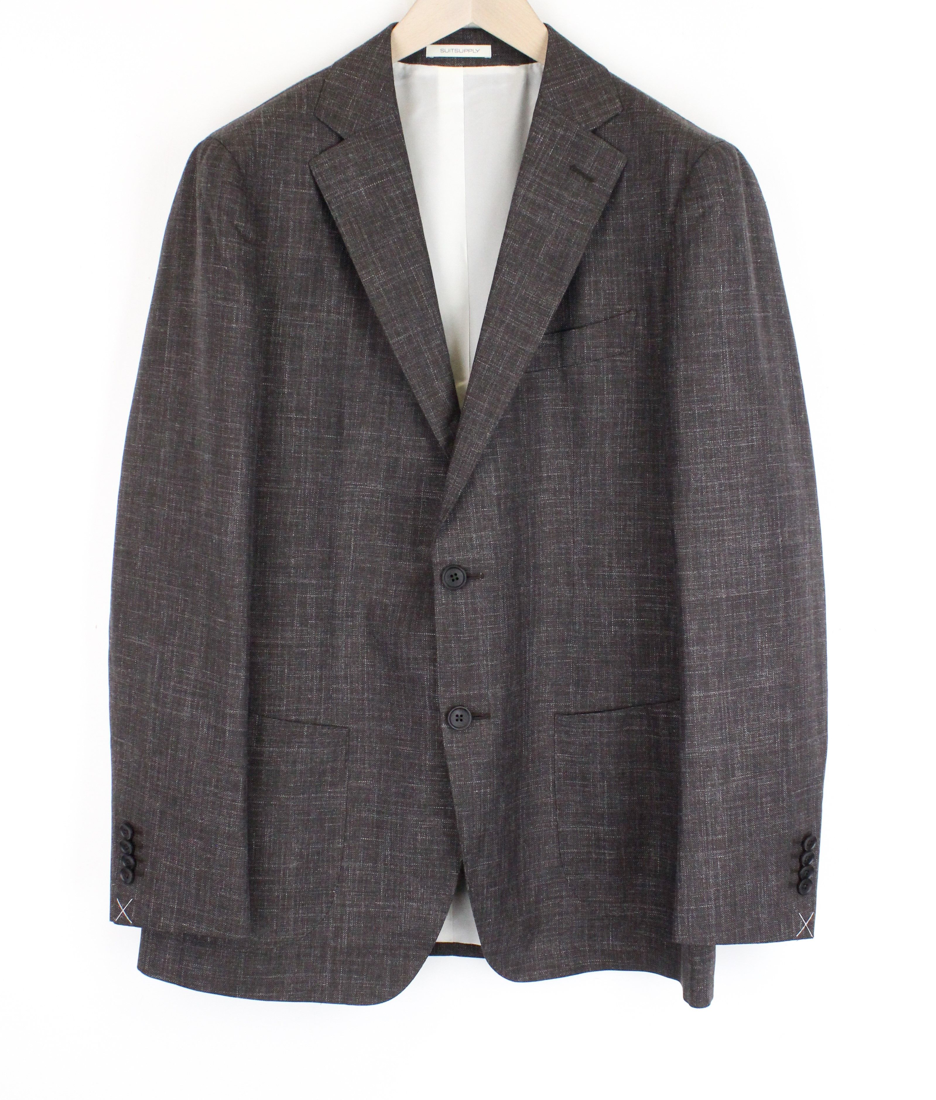 image of Suitsupply Havana Uk42R Brown Slim Melange Wool Silk Linen 67515, Men's