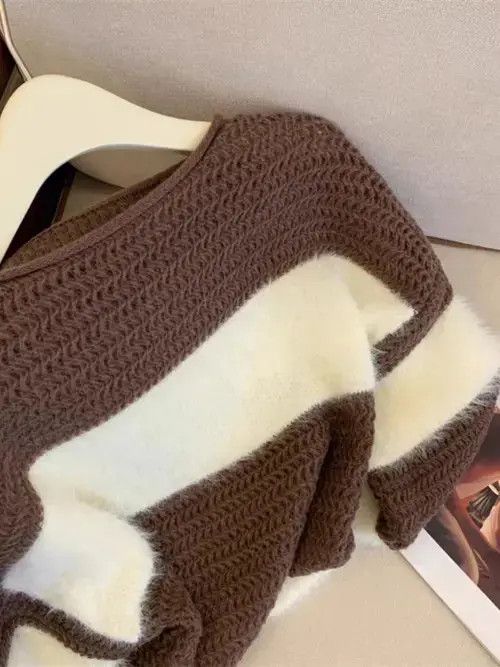 striped mohair loose sweater