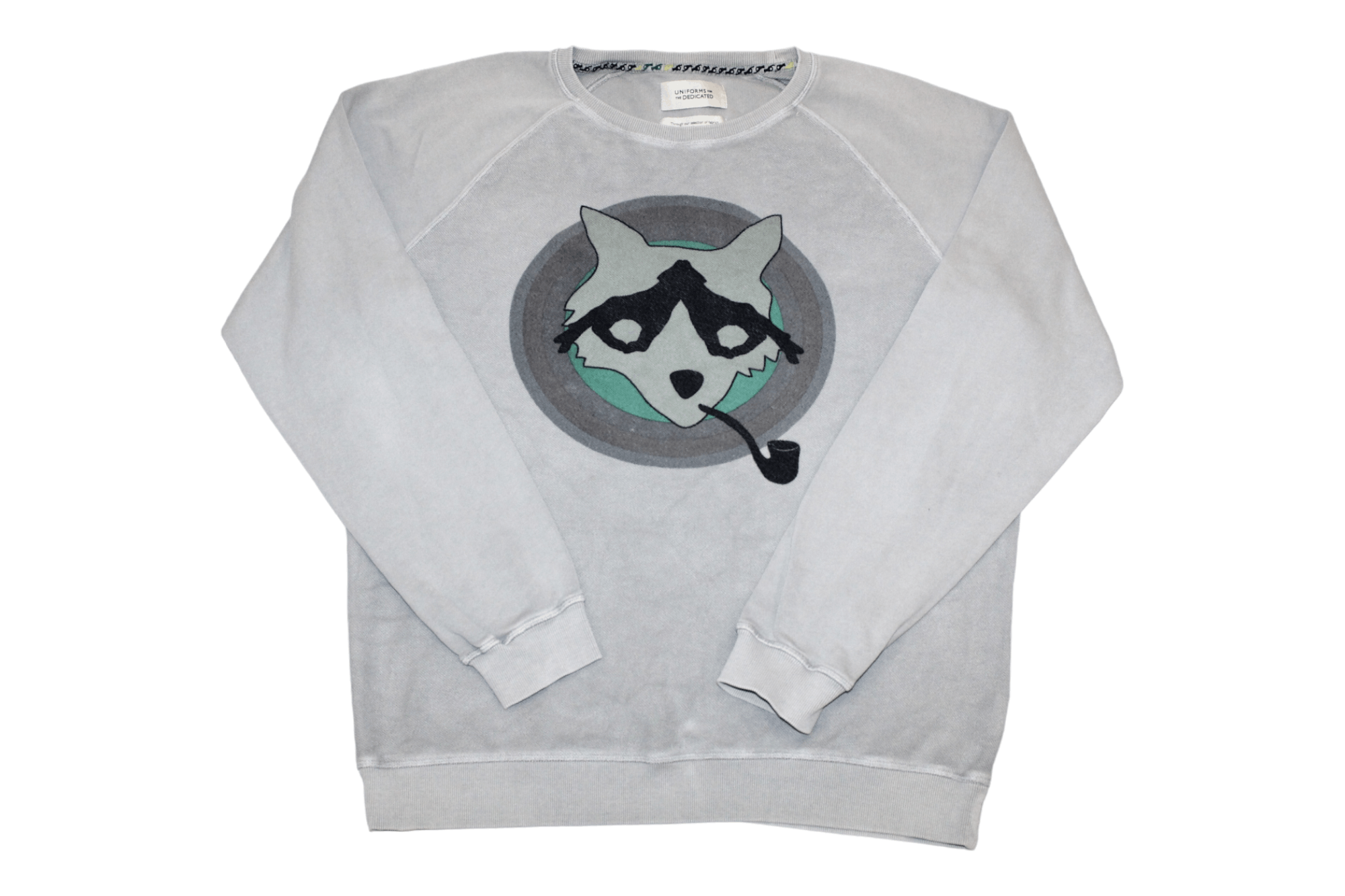 image of Uniforms For The Dedicated VTG Y2K Graphic Print Crew Neck Organic Cotton Sweatshirt in Grey Turquo