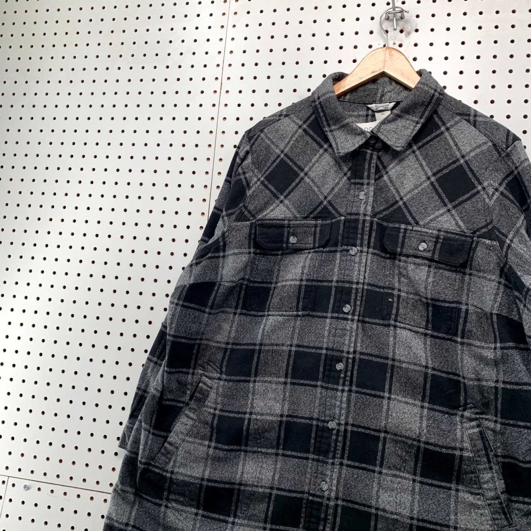Vintage Duluth Button-Up Shirt Jacket Womens 2XL Flannel Duster Gray Black Plaid Pocket Shirt Womens 2XL Black Plaid Pocket Shirt Jacket Size XXL / US 16-18 / IT 52-54 - 5 Thumbnail