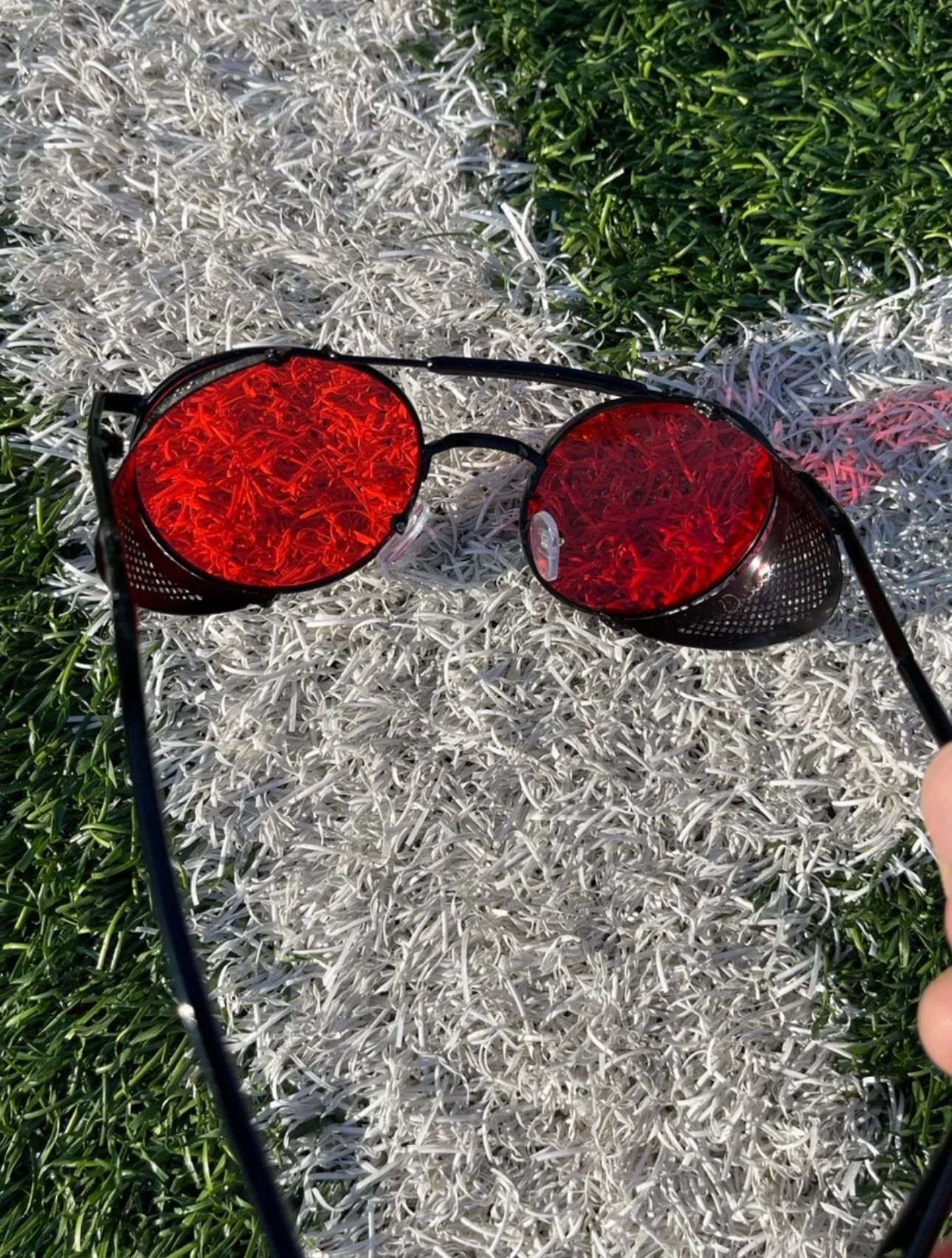 Vintage Vintage Red Lens Round Steampunk Sunglasses Size ONE SIZE - 6 Thumbnail