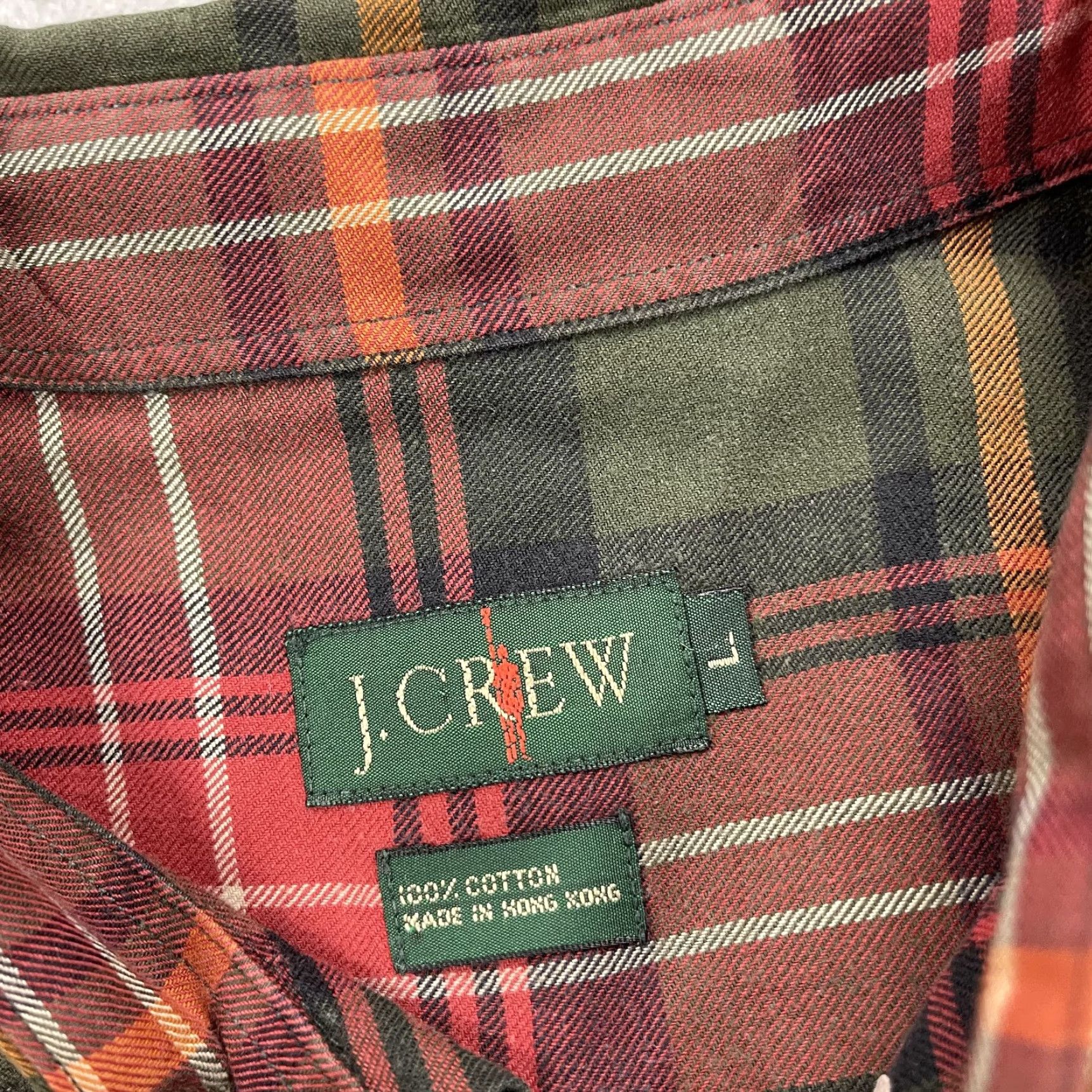 J.Crew VINTAGE J.CREW Shirt Mens L Red Plaid 90s Retro Classic Oarsman Logo Cotton Flannel Button-Up Pockets Size US L / EU 52-54 / 3 - 4 Thumbnail