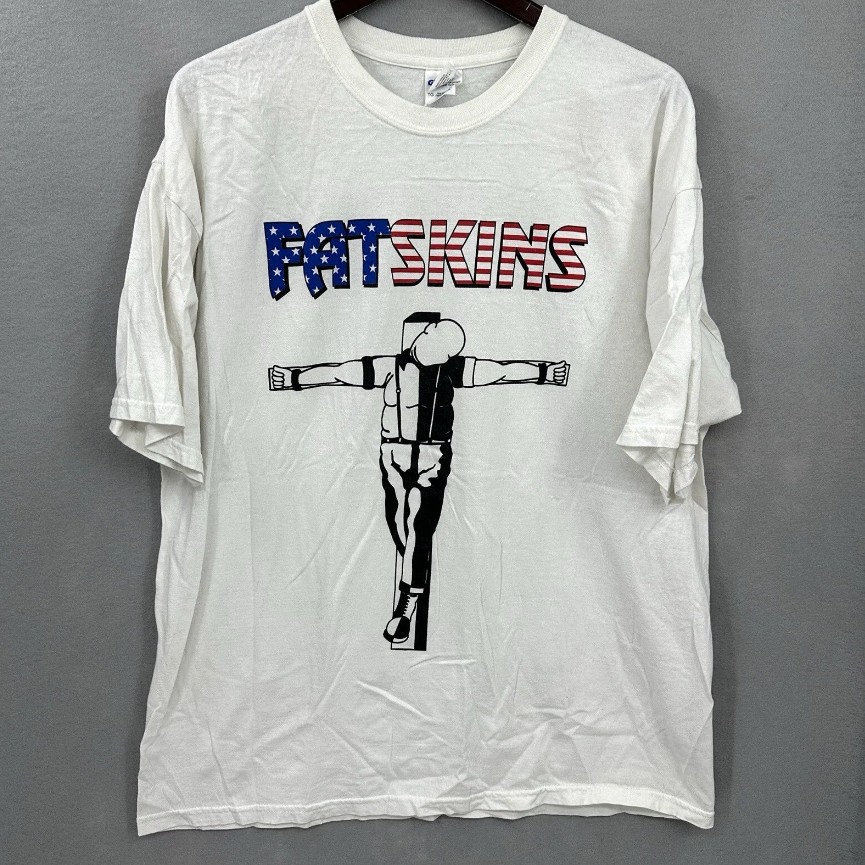 Vintage Vintage 1990s White Punk Graphic T-Shirt Mens XL Arizona Thinkin like a Fatskin Y2K Size US XL / EU 56 / 4 - 2 Thumbnail