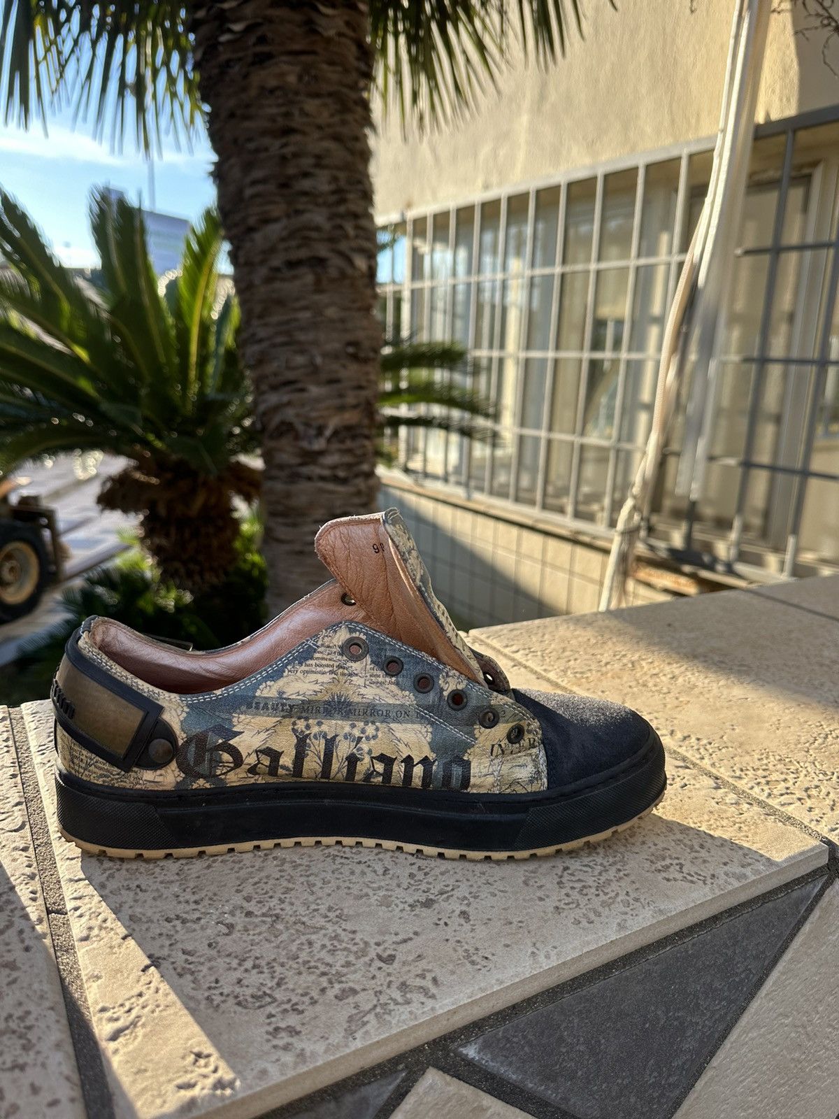 John Galliano Shoes Sneakers Newspaper Print 42 size