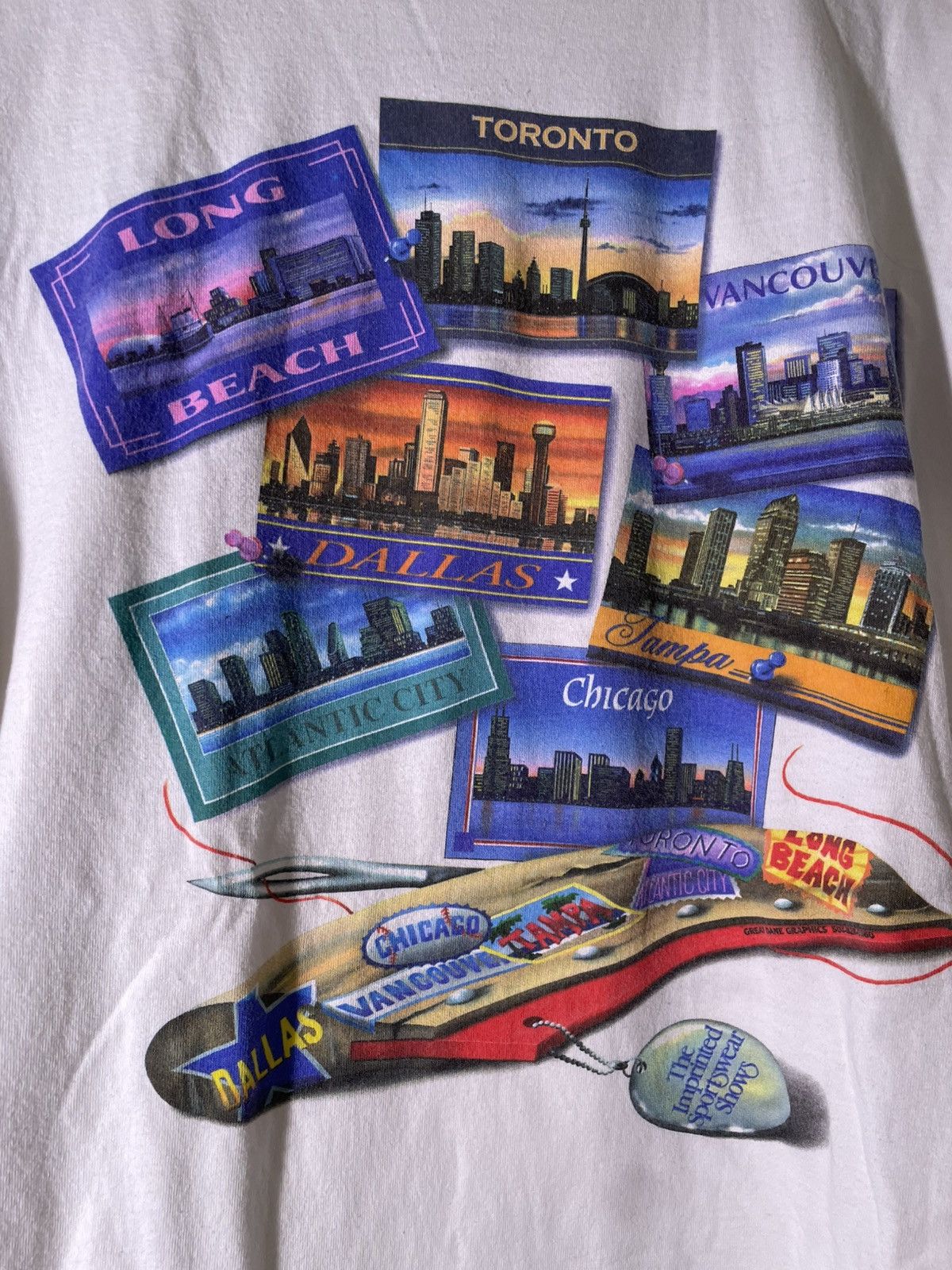 Vintage 90’s 2000’s Y2K VTG Vintage Imprinted City Postcards T Shirt Size US XL / EU 56 / 4 - 4 Thumbnail