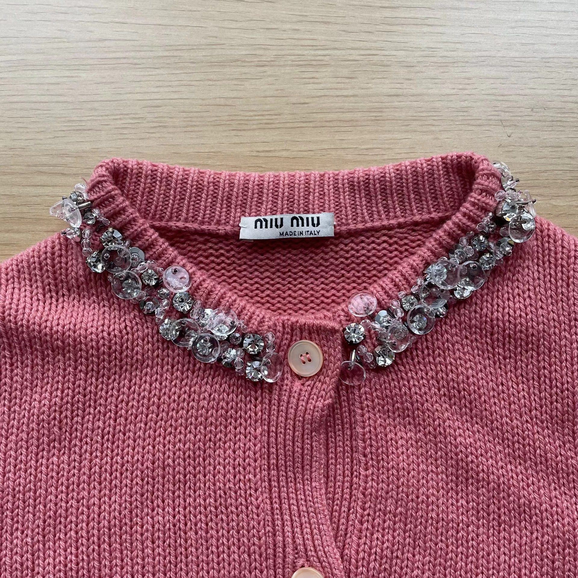 Miu Miu MIU MIU beaded collar knit cashmere pink cardigan 38 Size XS / US 0-2 / IT 36-38 - 3 Thumbnail