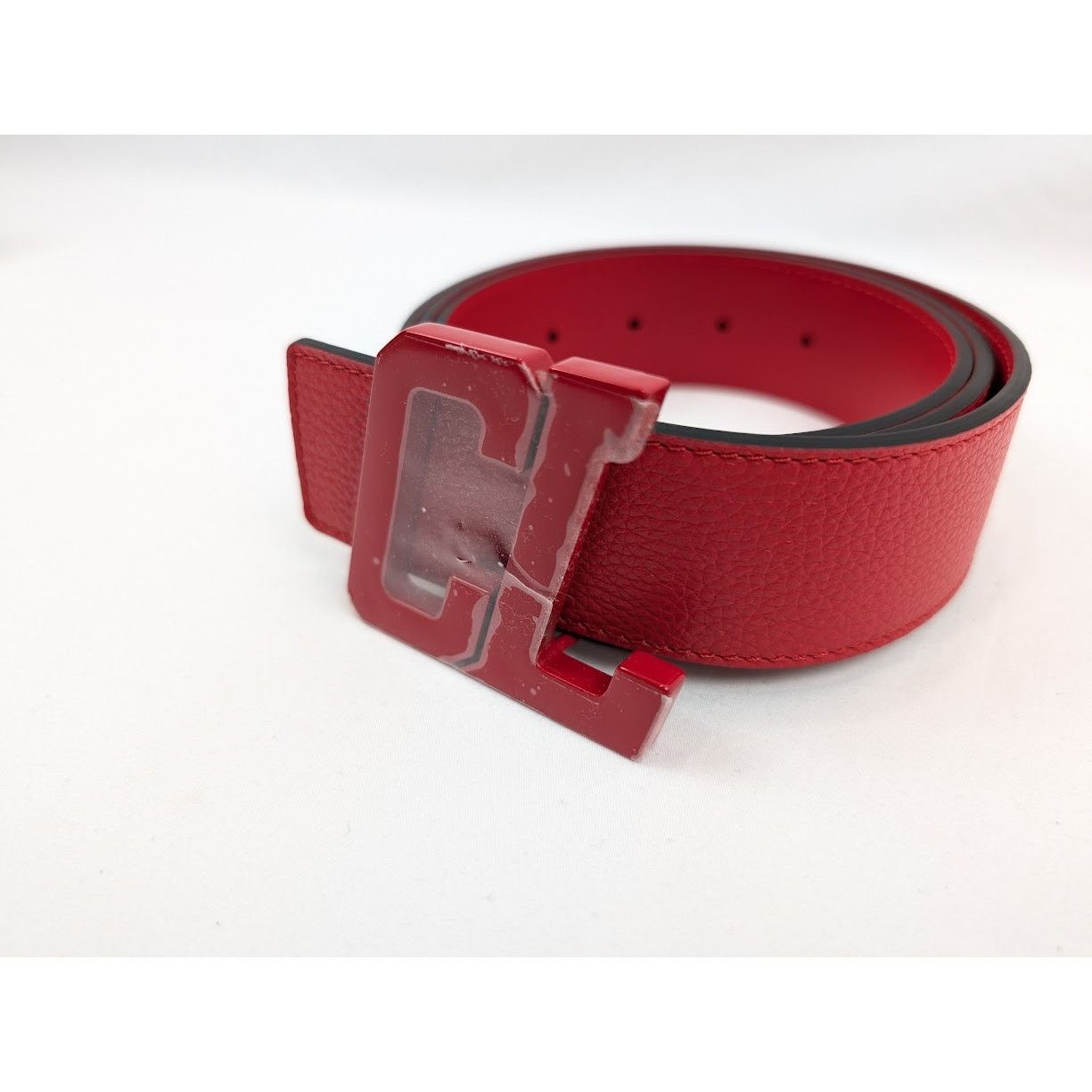 Christian Louboutin o1rshd1 Size: 100 / Calf Happy Rui CL Logo Belt in Loubi Size 38 - 3 Thumbnail