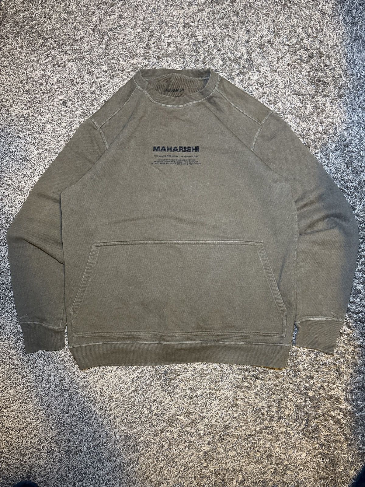 Designer Maharishi Embroidered Crewneck Sweatshirt Size L Olive Green Size US L / EU 52-54 / 3 - 1 Thumbnail