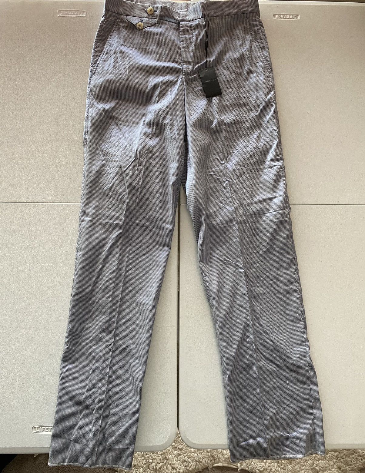 Giorgio Armani Giorgio Armani 🇮🇹 black label blu microstripe silk slacks NWT Size US 36 / EU 52 - 1 Thumbnail