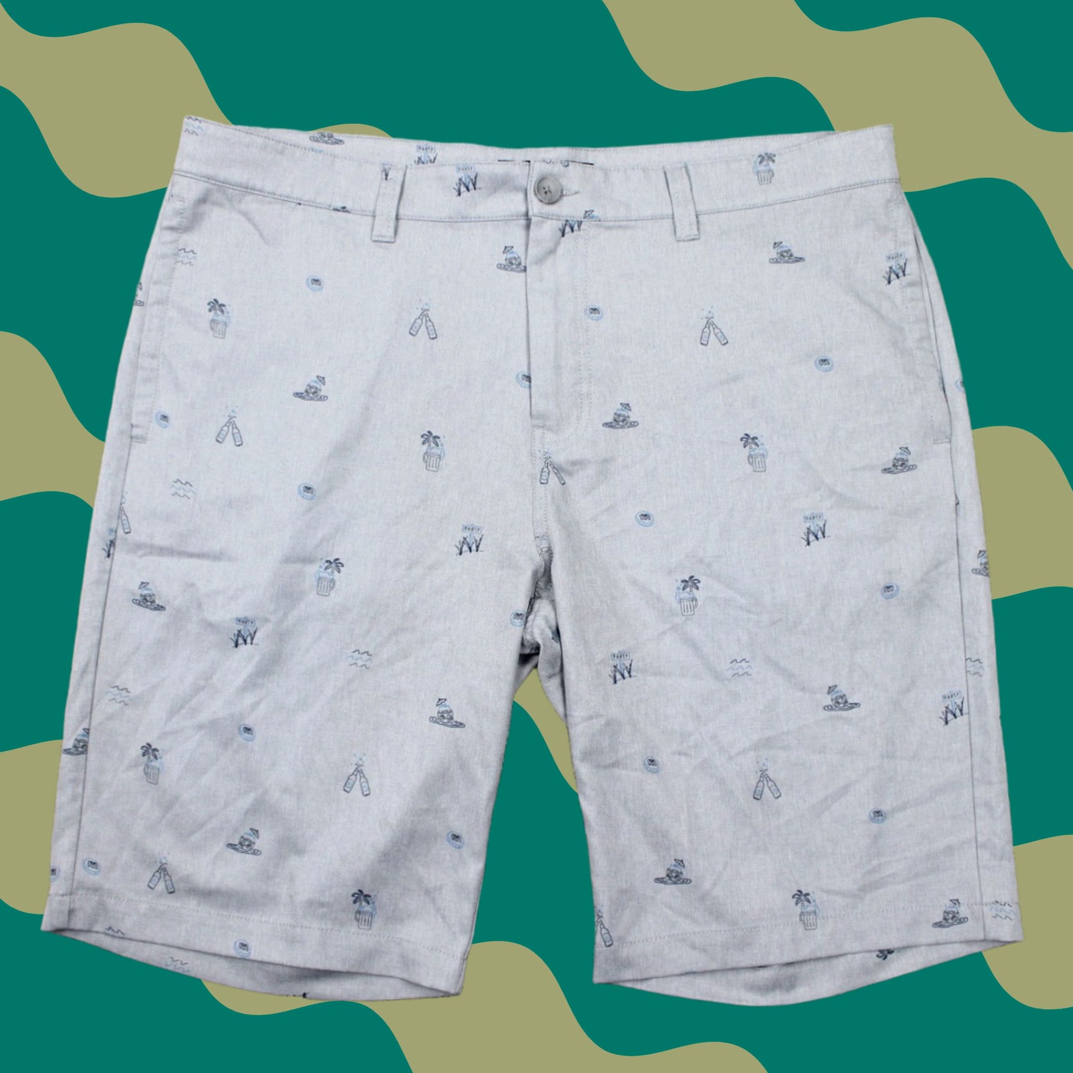 TravisMathew Travis Mathew Shipfaced AOP Shorts Mens 38 Gray Polyester Spandex 11" Inseam Bermuda Slim/Regular Fit Size US 38 / EU 54 - 1 Thumbnail