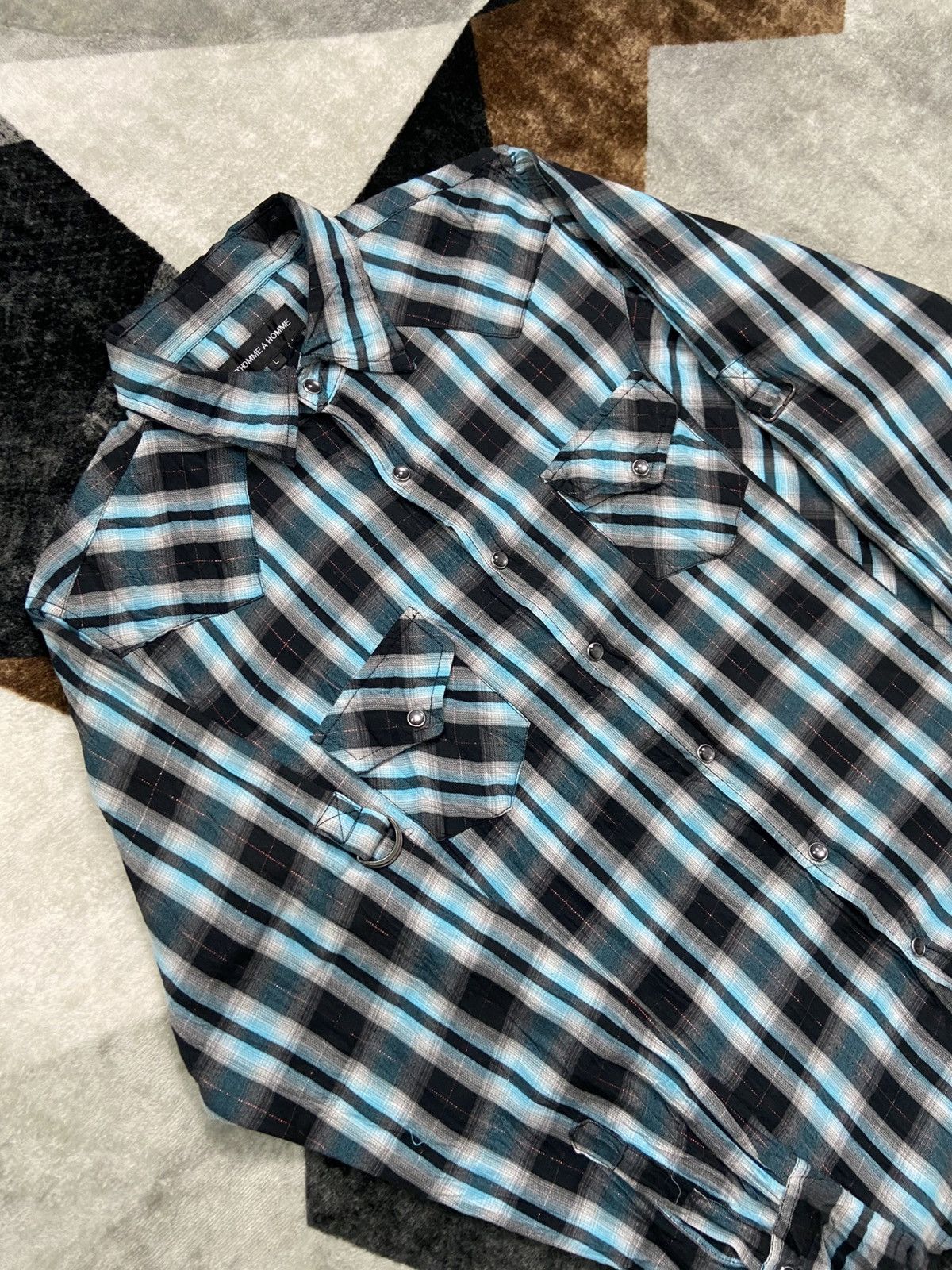 Japanese Brand 2000s D'Homme A Homme Shadowplaid Grunge Size US L / EU 52-54 / 3 - 10 Thumbnail