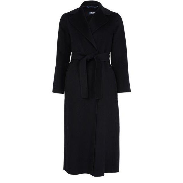 MAX MARA Paola Belted Black Wool Long Coat New & Authentic (