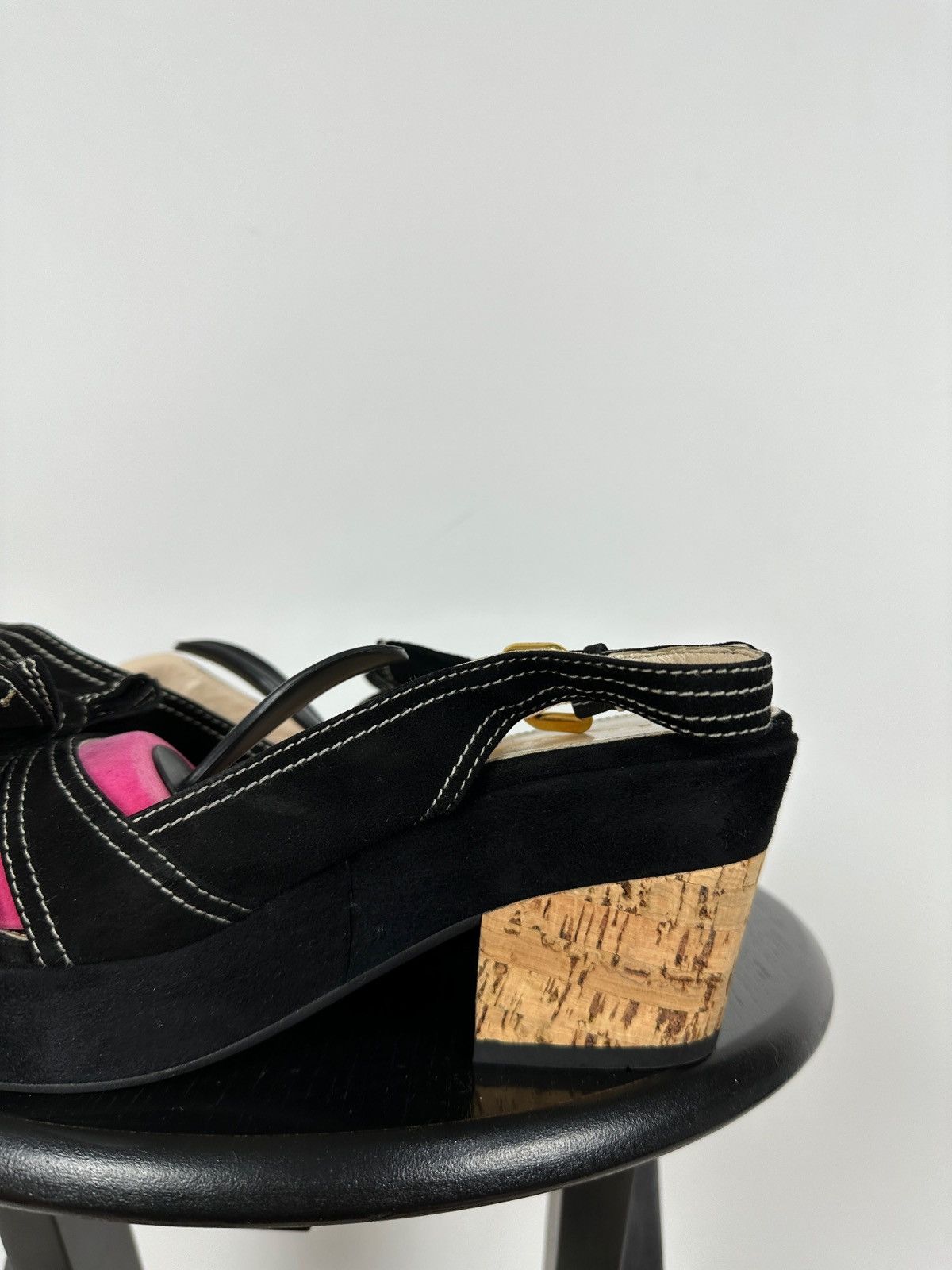 Prada Prada Black Suede Leather Bow Platform Sandals Size US 8 / IT 38 - 19 Thumbnail
