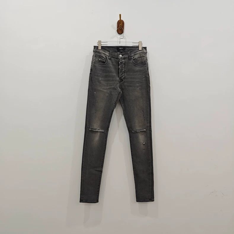 Amiri Amiri grey cut distressed jeans Size US 32 / EU 48 - 1 Thumbnail