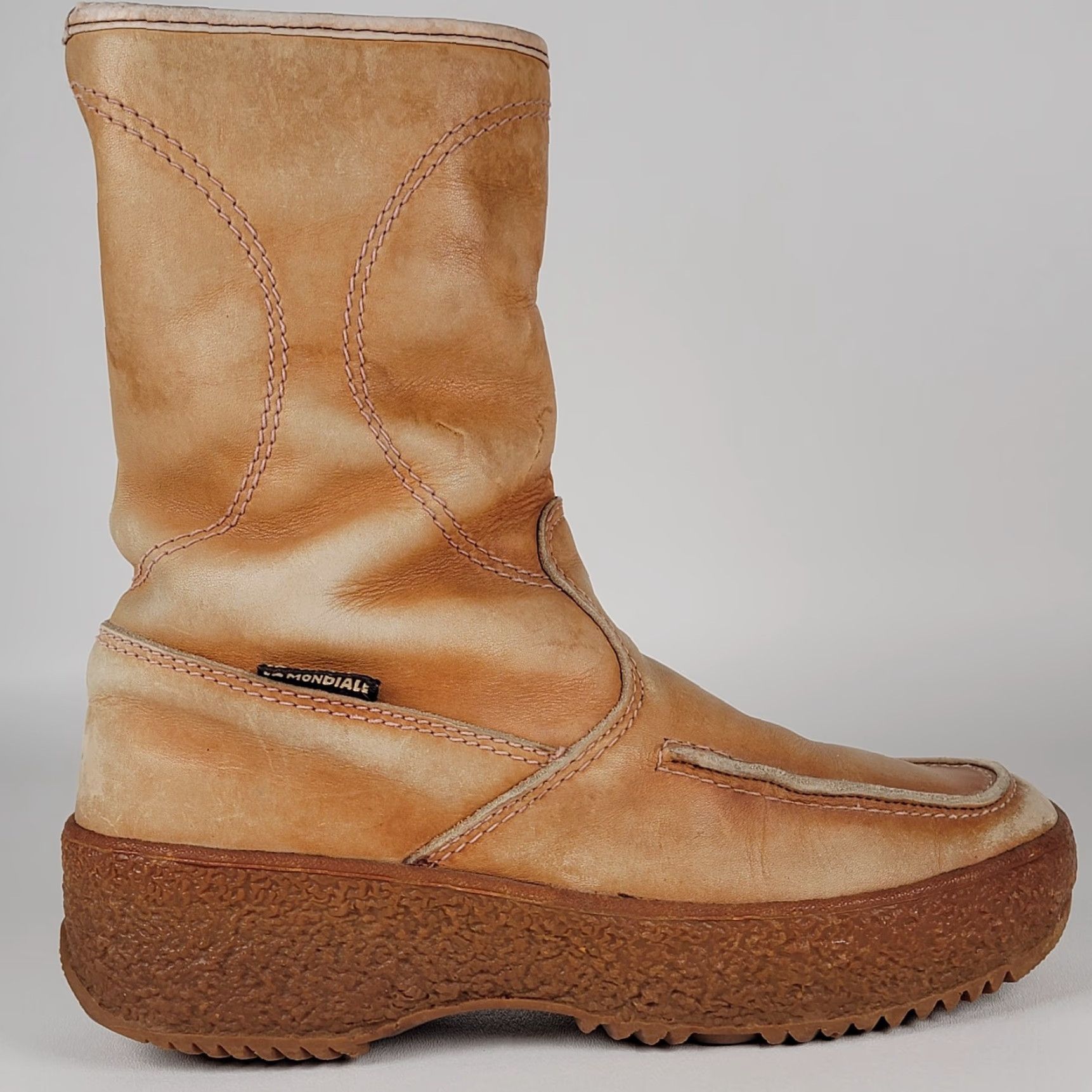 Vintage VINTAGE La Mondiale Italy Rambo Mens Boots Sherpa Lined Brown Leather Size 8 Beige Snow Boot Size US 7 / EU 40 - 4 Thumbnail